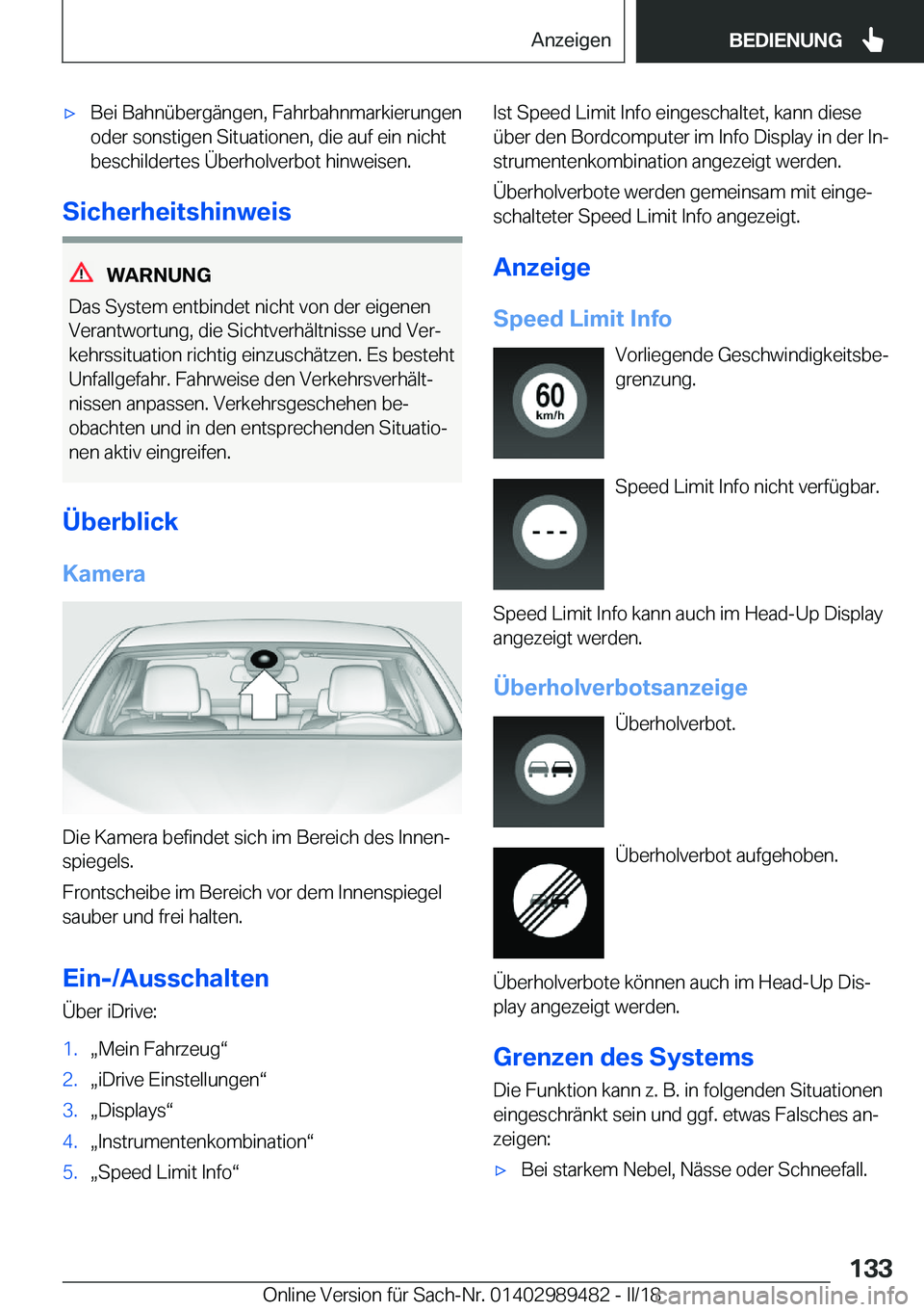 BMW M3 2018  Betriebsanleitungen (in German) 'x�B�e�i� �B�a�h�n�