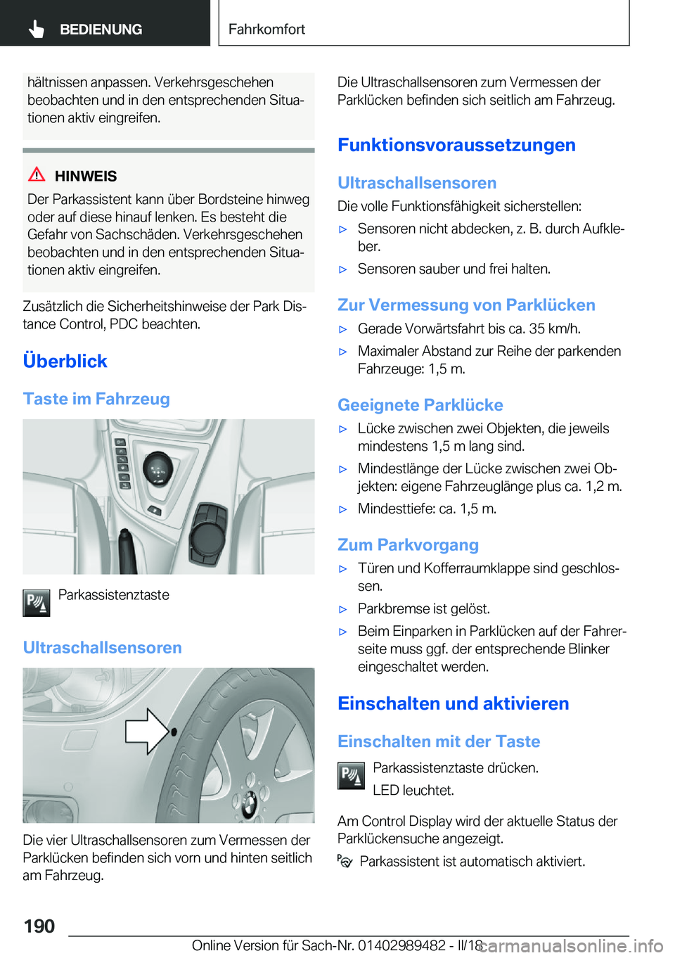BMW M3 2018  Betriebsanleitungen (in German) �h�