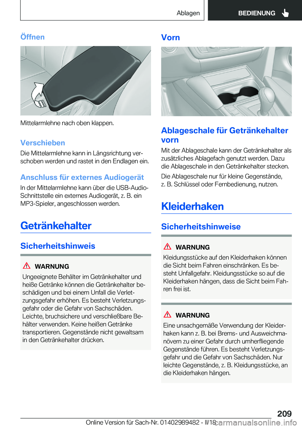 BMW M3 2018  Betriebsanleitungen (in German) �