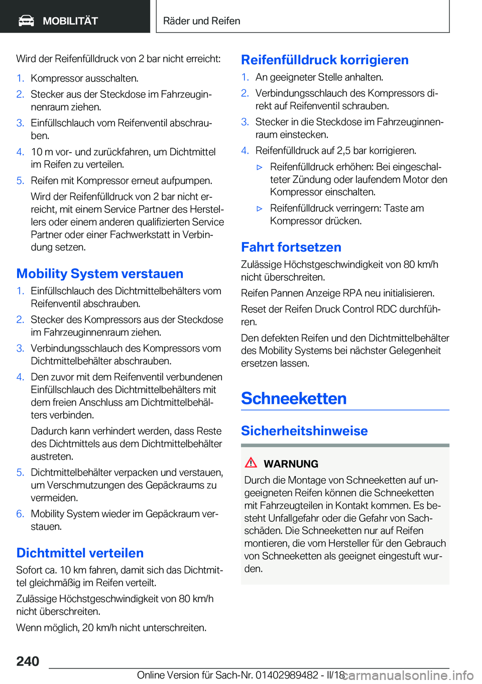 BMW M3 2018  Betriebsanleitungen (in German) �W�i�r�d� �d�e�r� �R�e�i�f�e�n�f�