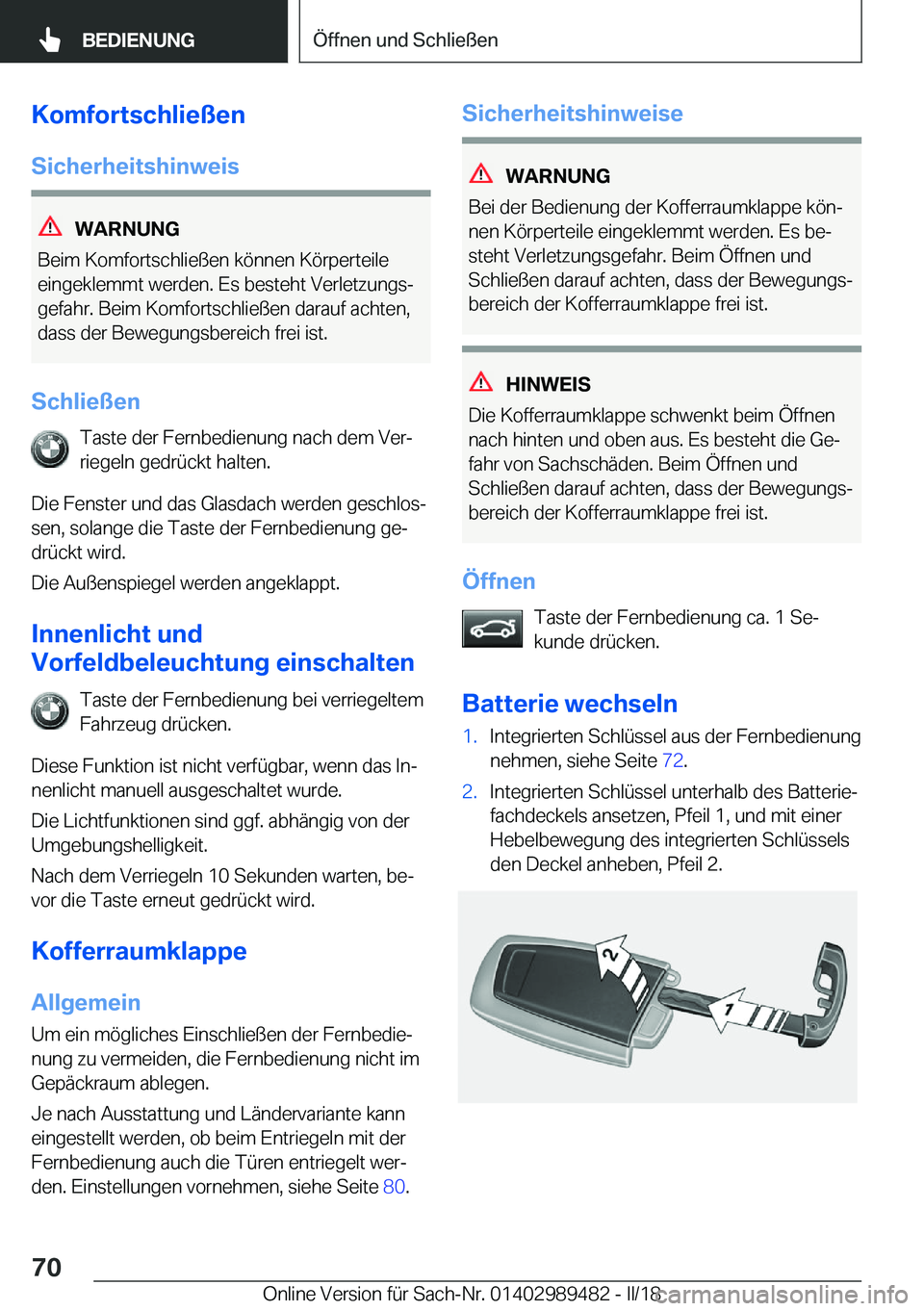 BMW M3 2018  Betriebsanleitungen (in German) �K�o�m�f�o�r�t�s�c�h�l�i�e�