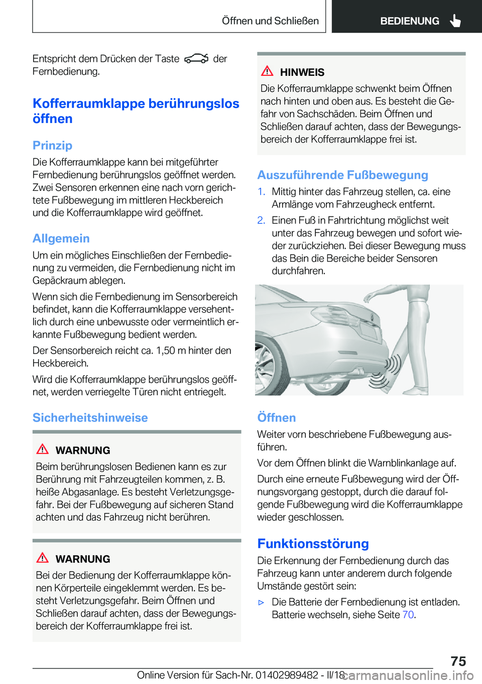 BMW M3 2018  Betriebsanleitungen (in German) �E�n�t�s�p�r�i�c�h�t� �d�e�m� �D�r�