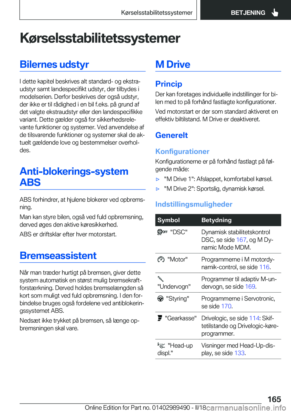 BMW M3 2018  InstruktionsbØger (in Danish) �K�