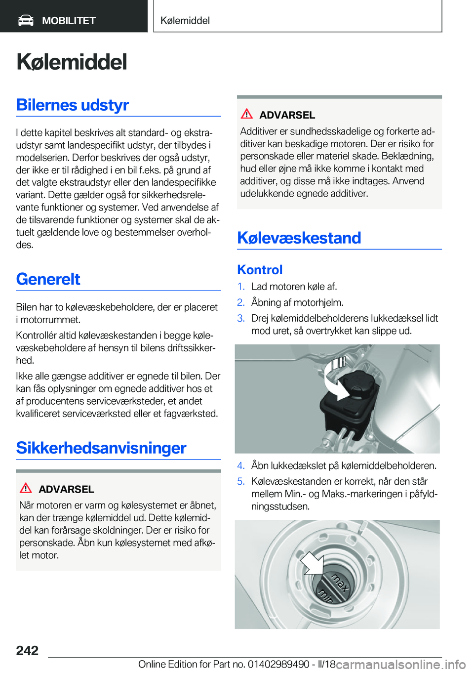 BMW M3 2018  InstruktionsbØger (in Danish) �K�