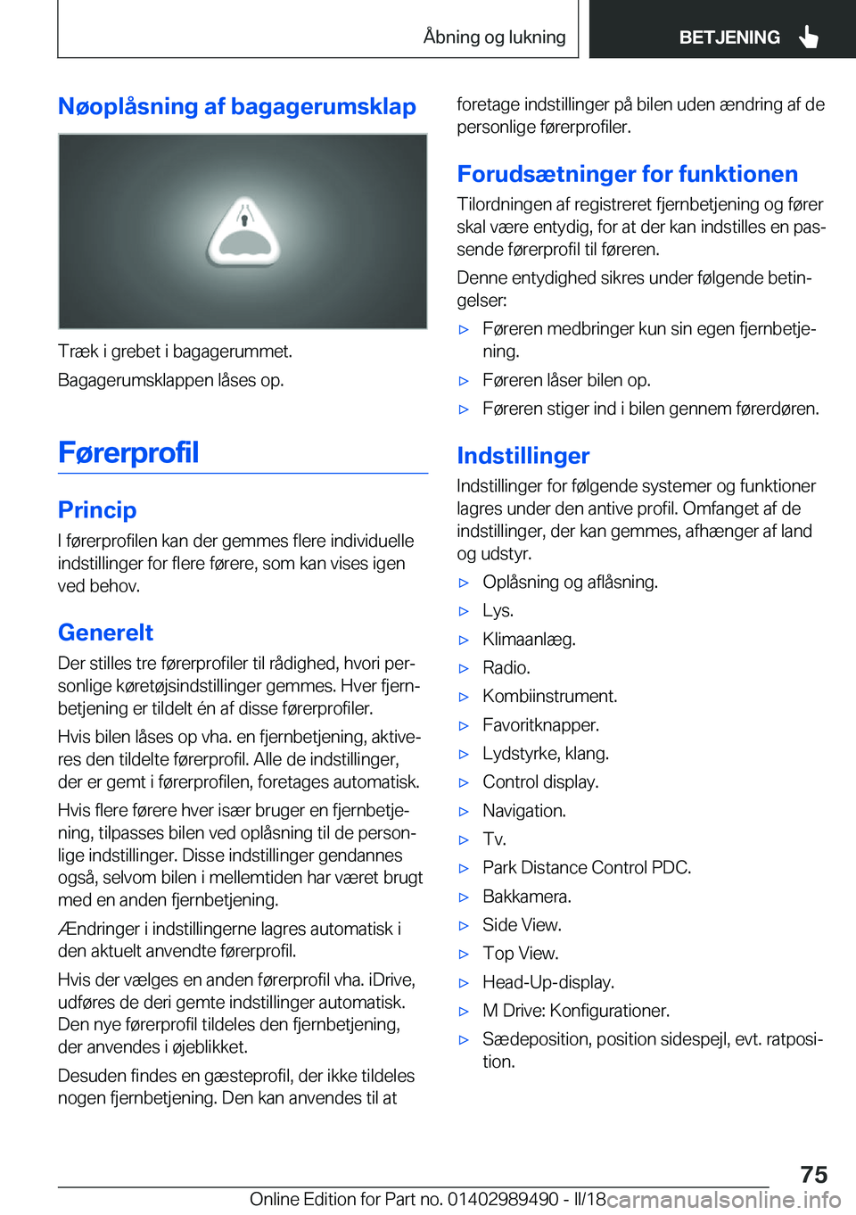 BMW M3 2018  InstruktionsbØger (in Danish) �N�