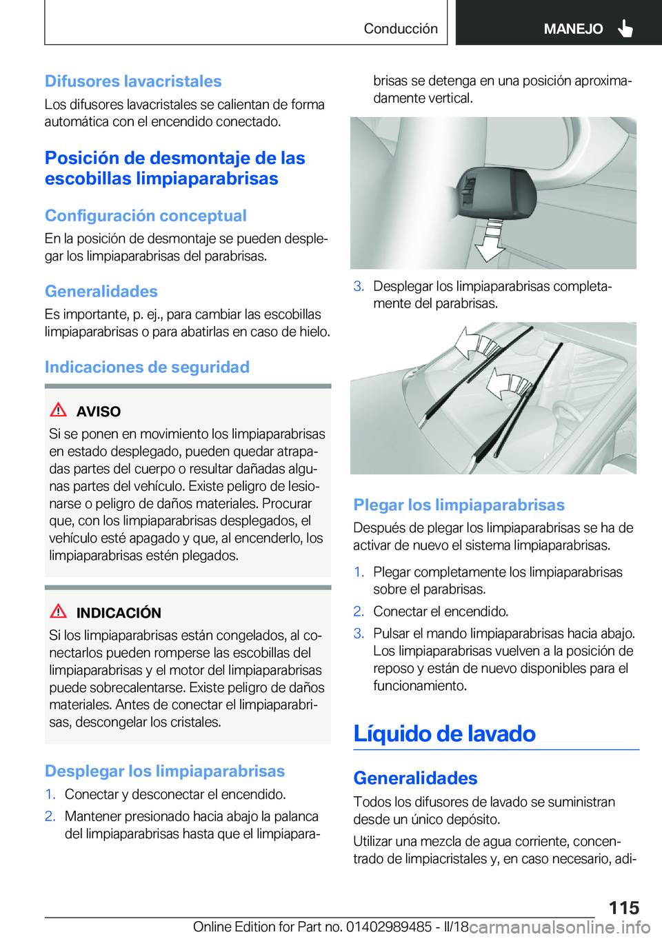 BMW M3 2018  Manuales de Empleo (in Spanish) �D�i�f�u�s�o�r�e�s��l�a�v�a�c�r�i�s�t�a�l�e�s�L�o�s� �d�i�f�u�s�o�r�e�s� �l�a�v�a�c�r�i�s�t�a�l�e�s� �s�e� �c�a�l�i�e�n�t�a�n� �d�e� �f�o�r�m�a�a�u�t�o�m�