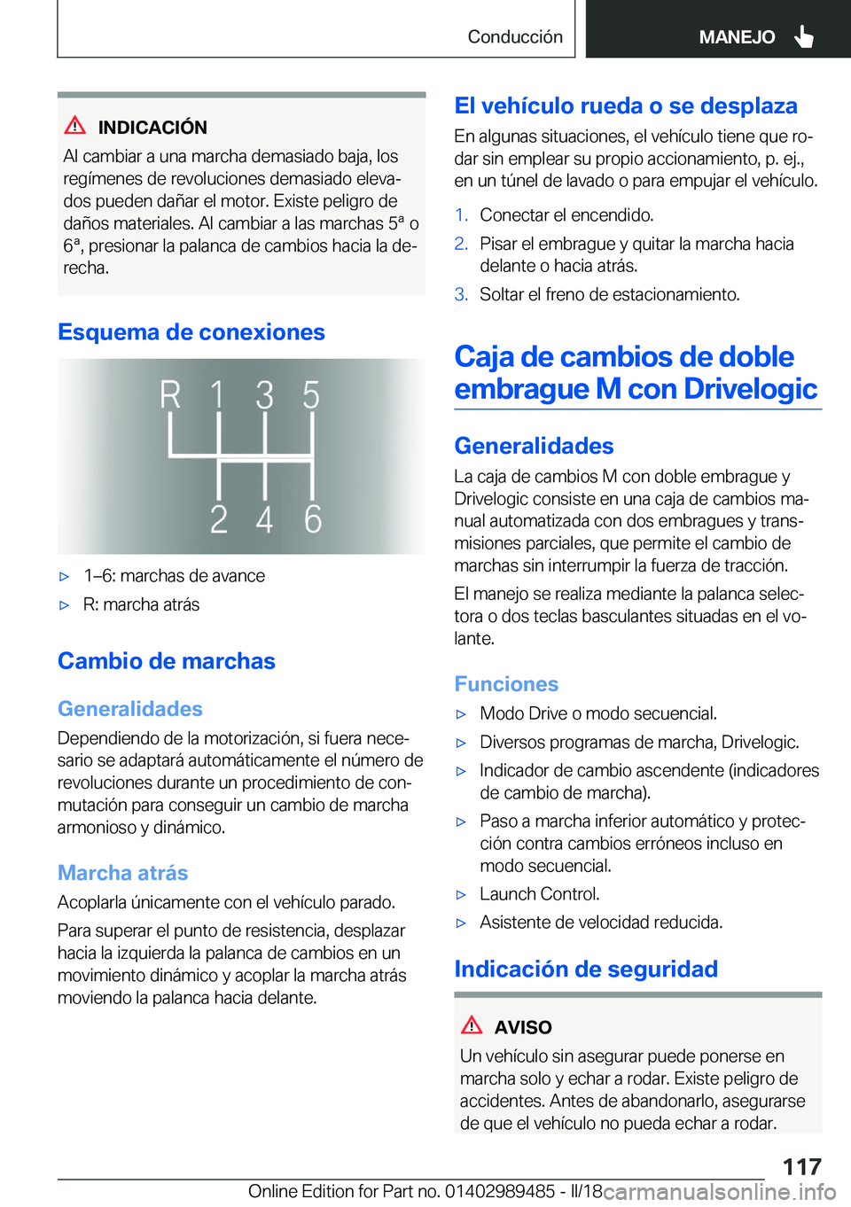 BMW M3 2018  Manuales de Empleo (in Spanish) �I�N�D�I�C�A�C�I�