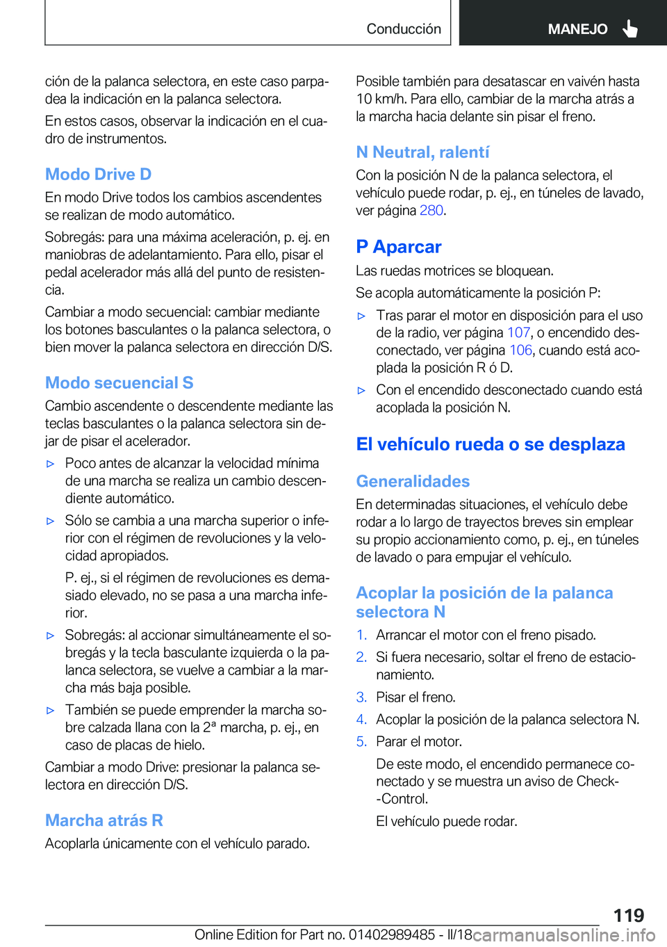 BMW M3 2018  Manuales de Empleo (in Spanish) �c�i�