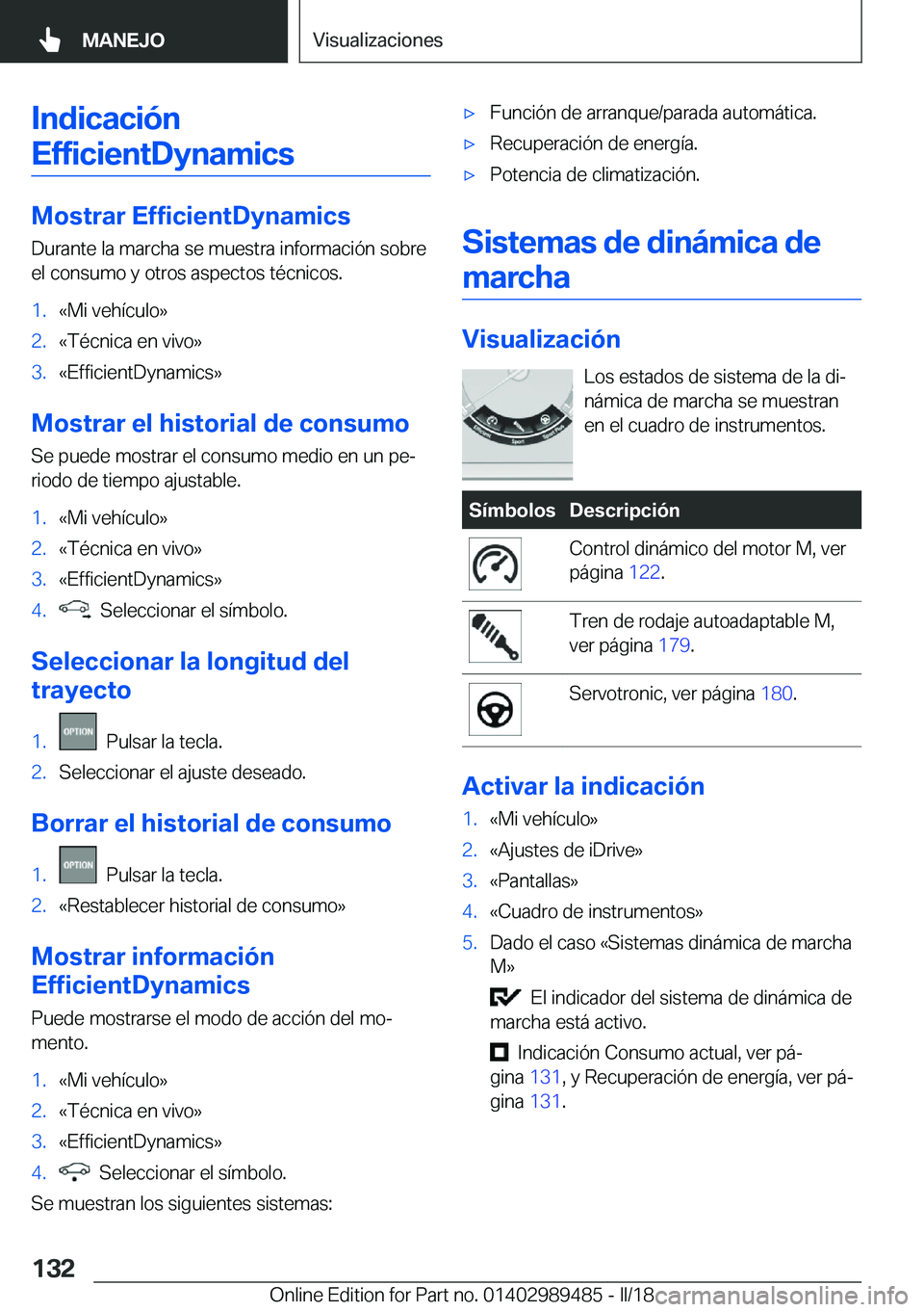 BMW M3 2018  Manuales de Empleo (in Spanish) �I�n�d�i�c�a�c�i�