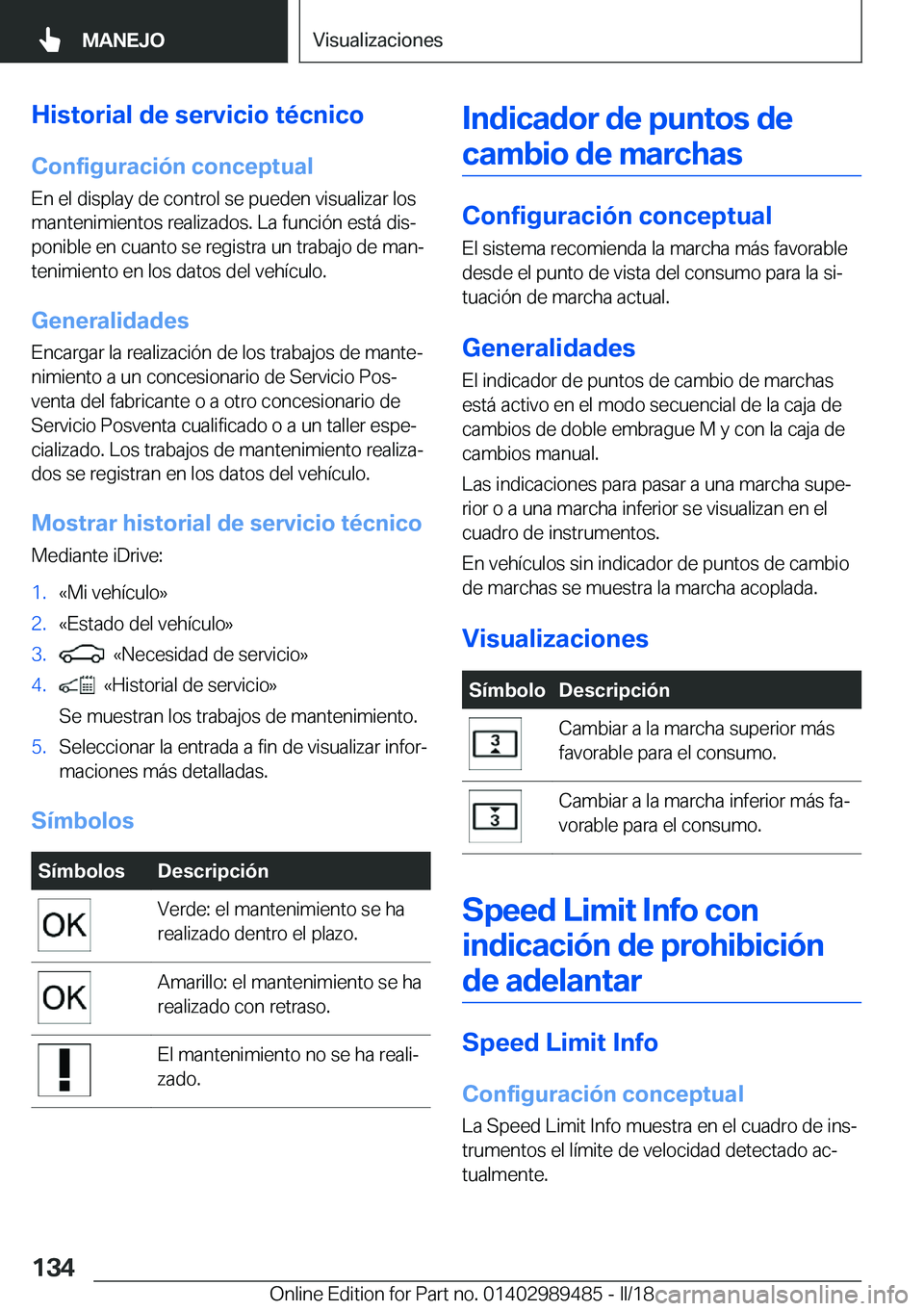 BMW M3 2018  Manuales de Empleo (in Spanish) �H�i�s�t�o�r�i�a�l��d�e��s�e�r�v�i�c�i�o��t�