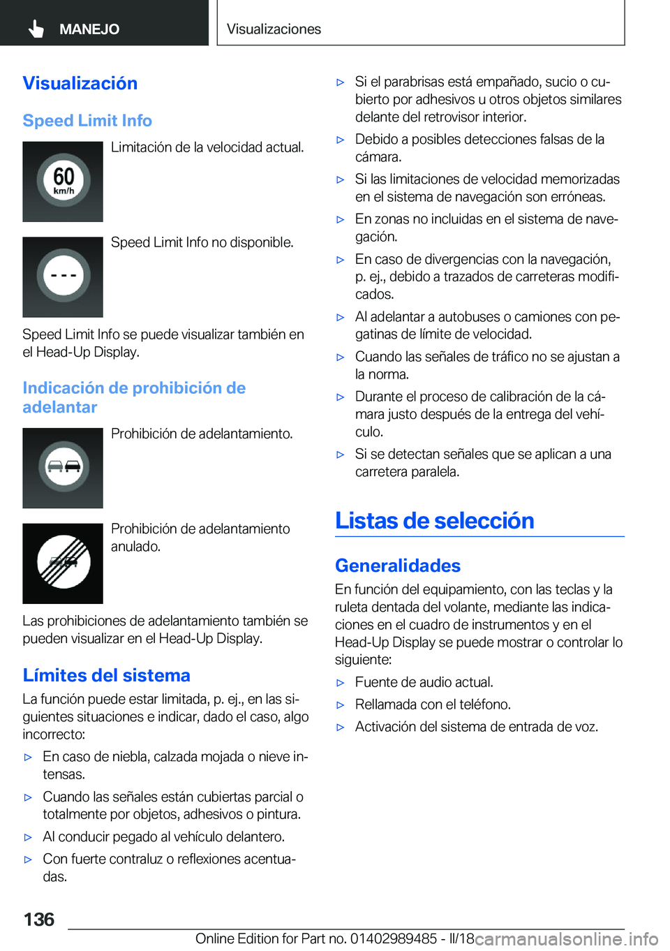 BMW M3 2018  Manuales de Empleo (in Spanish) �V�i�s�u�a�l�i�z�a�c�i�