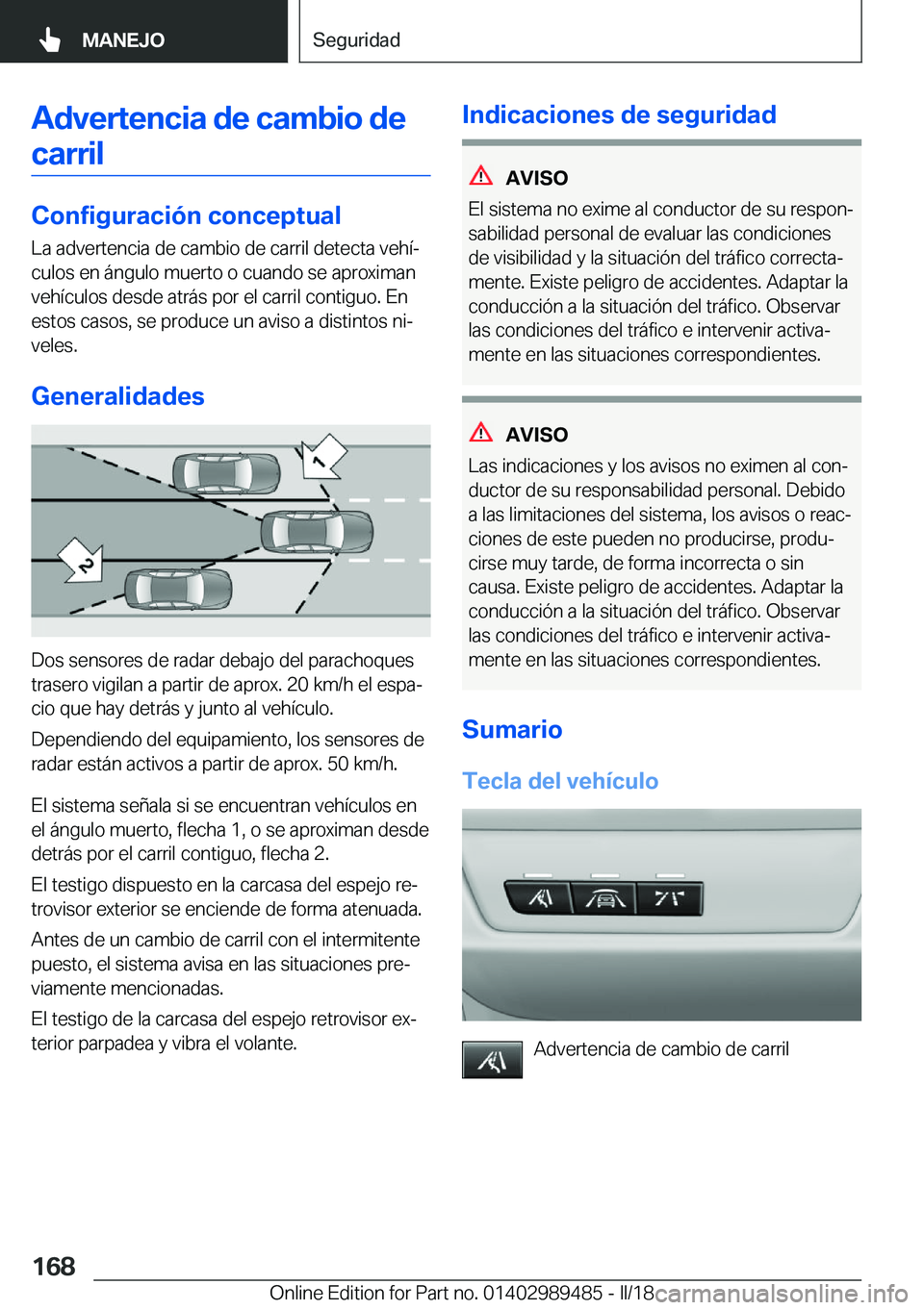 BMW M3 2018  Manuales de Empleo (in Spanish) �A�d�v�e�r�t�e�n�c�i�a��d�e��c�a�m�b�i�o��d�e�c�a�r�r�i�l
�C�o�n�f�i�g�u�r�a�c�i�