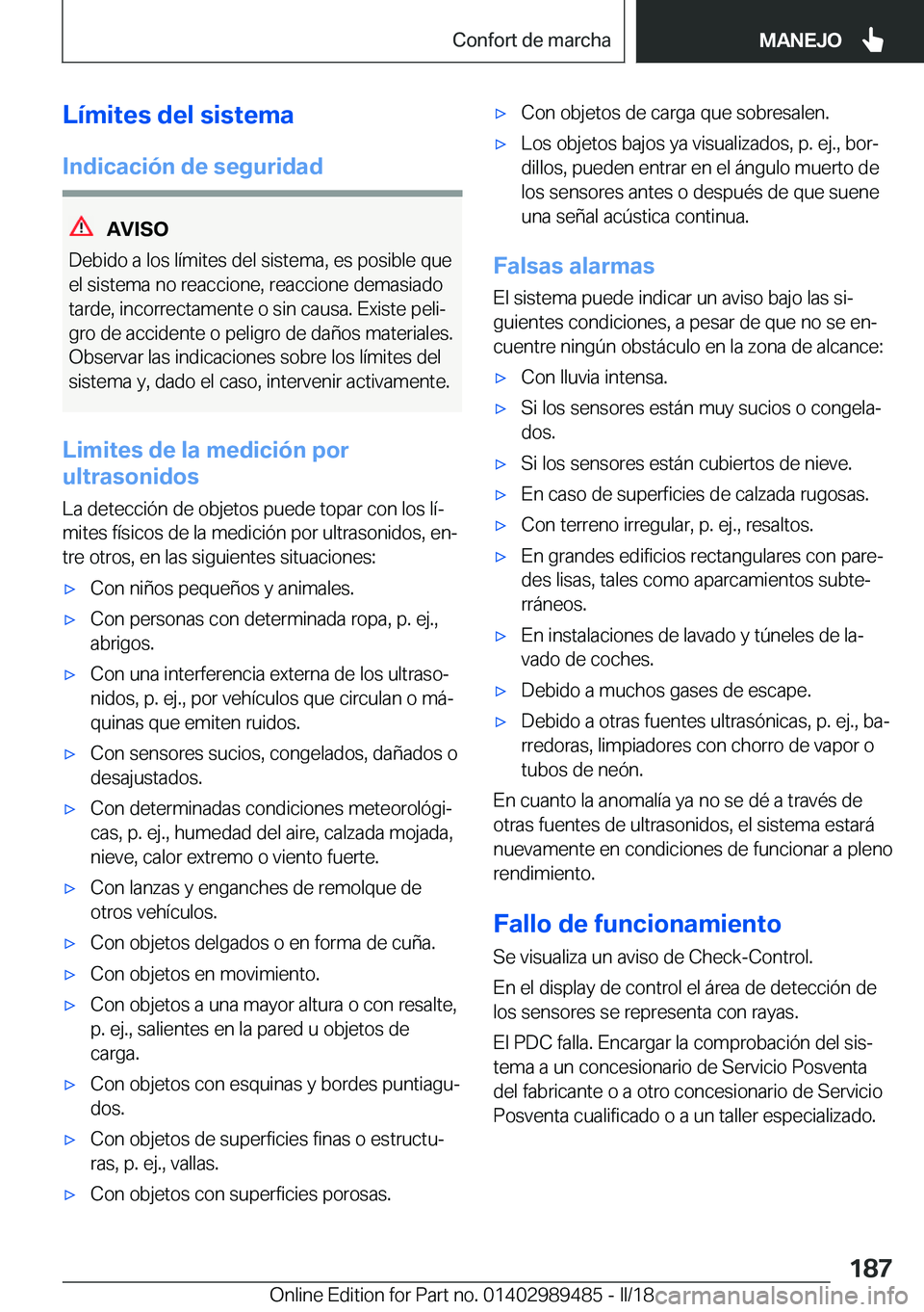 BMW M3 2018  Manuales de Empleo (in Spanish) �L�