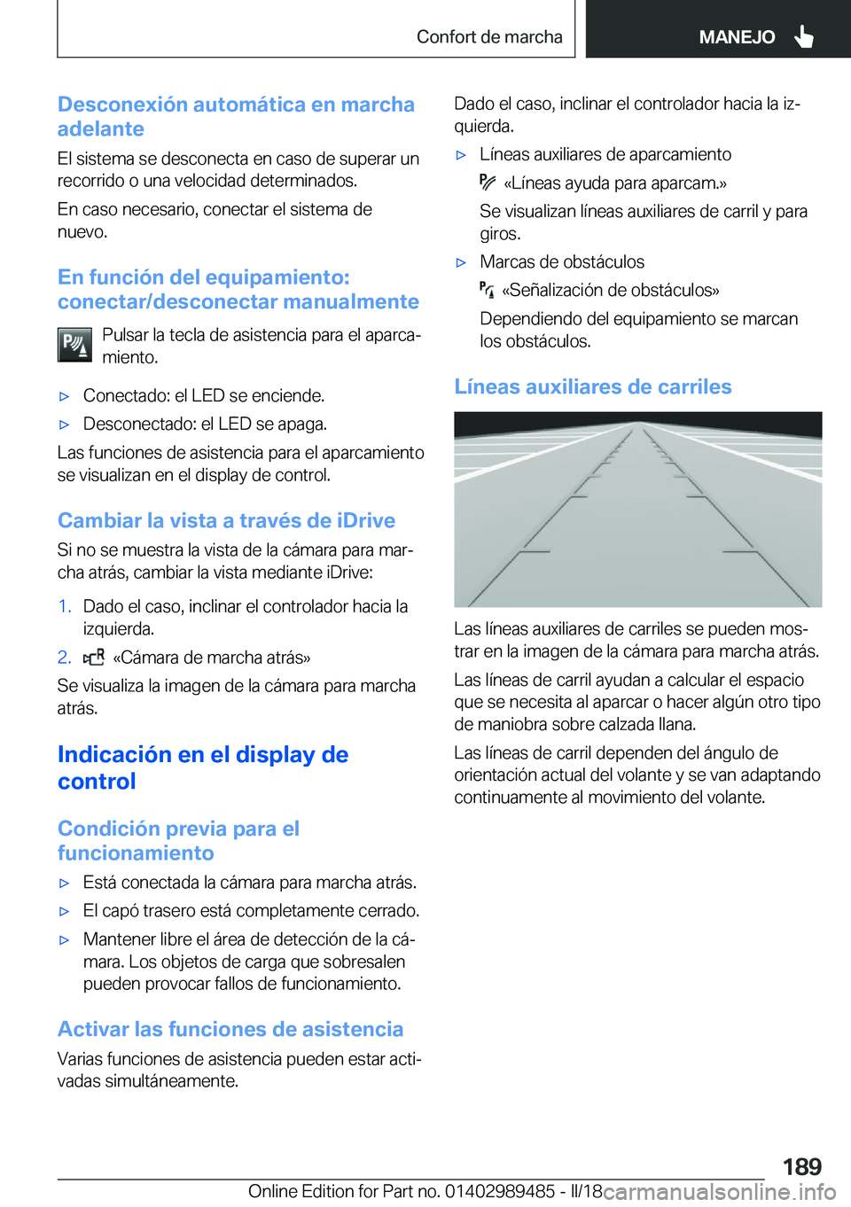 BMW M3 2018  Manuales de Empleo (in Spanish) �D�e�s�c�o�n�e�x�i�