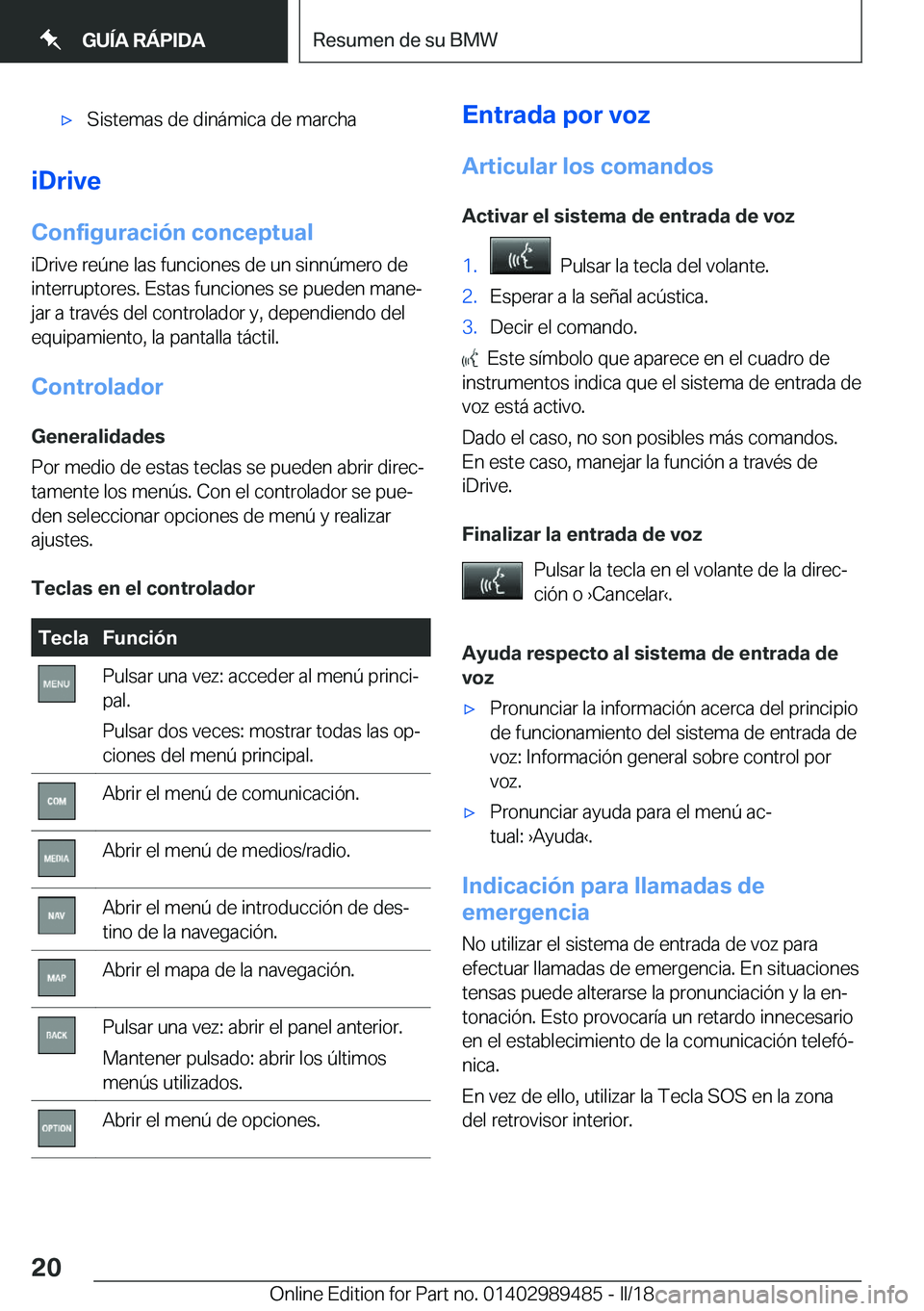 BMW M3 2018  Manuales de Empleo (in Spanish) x�S�i�s�t�e�m�a�s� �d�e� �d�i�n�