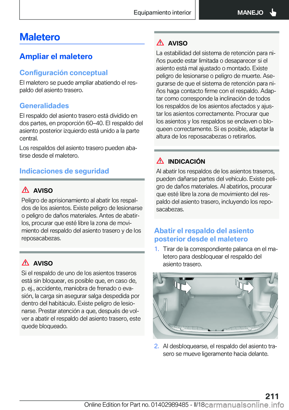 BMW M3 2018  Manuales de Empleo (in Spanish) �M�a�l�e�t�e�r�o
�A�m�p�l�i�a�r��e�l��m�a�l�e�t�e�r�o�C�o�n�f�i�g�u�r�a�c�i�