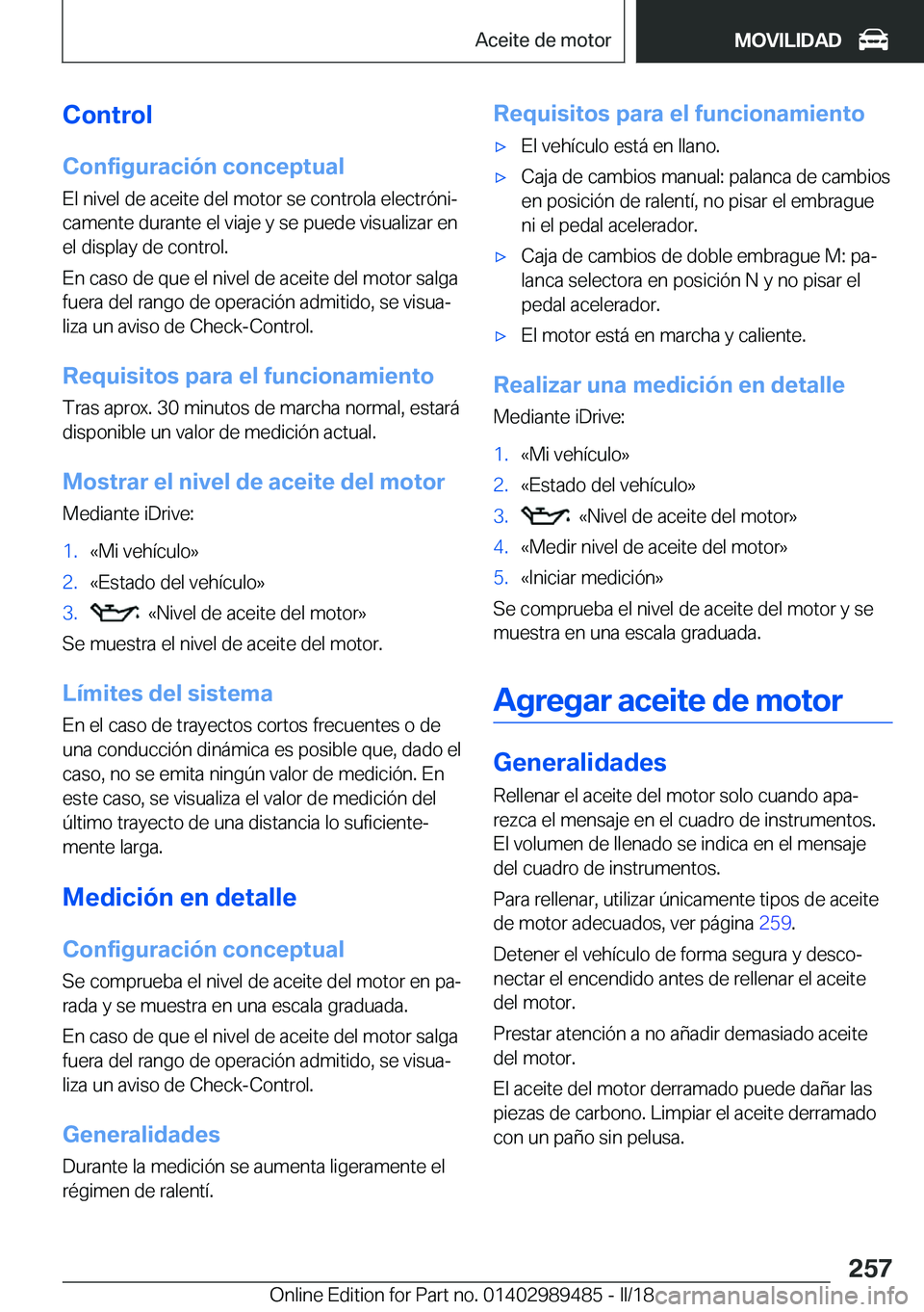 BMW M3 2018  Manuales de Empleo (in Spanish) �C�o�n�t�r�o�l
�C�o�n�f�i�g�u�r�a�c�i�