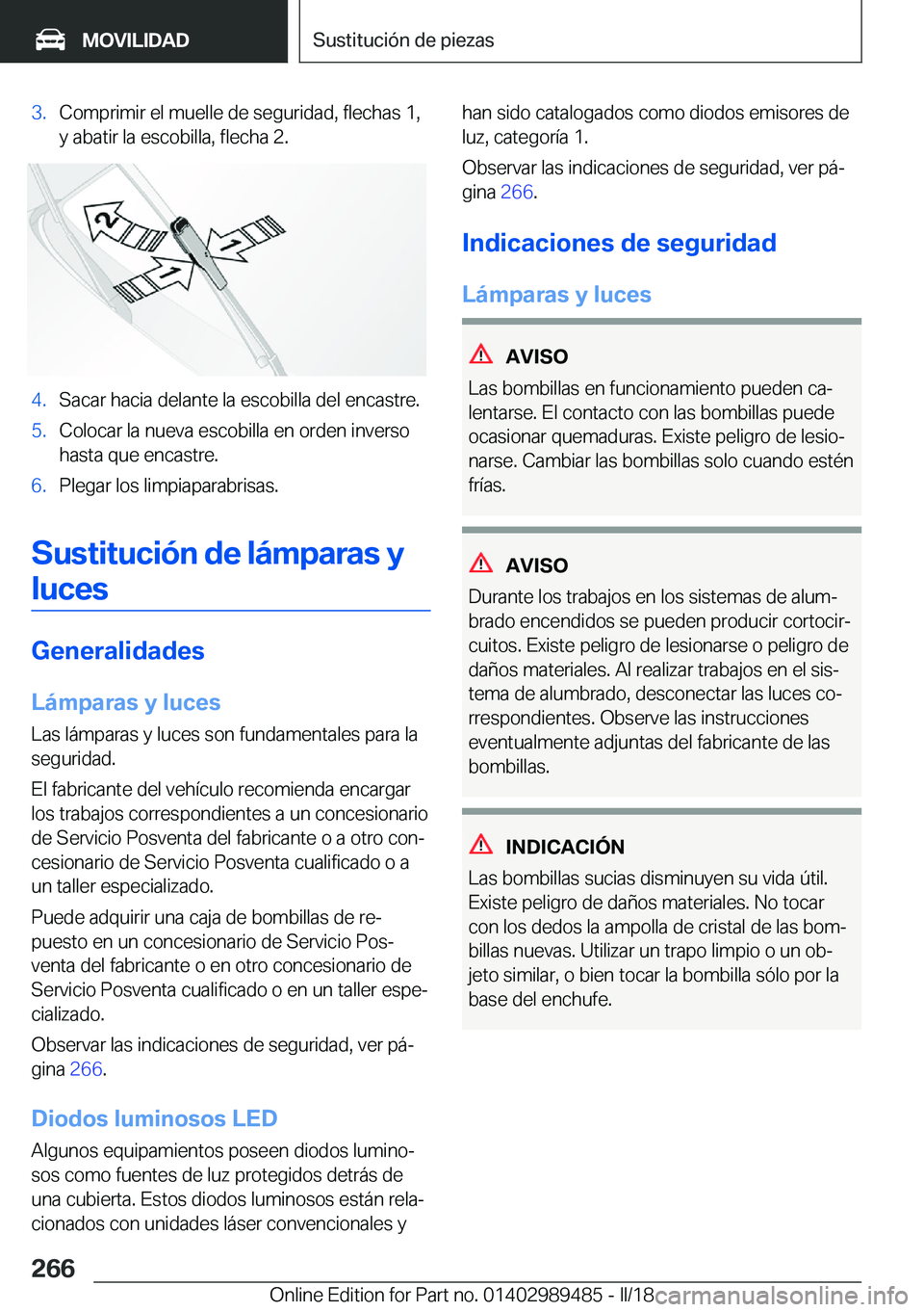 BMW M3 2018  Manuales de Empleo (in Spanish) �3�.�C�o�m�p�r�i�m�i�r� �e�l� �m�u�e�l�l�e� �d�e� �s�e�g�u�r�i�d�a�d�,� �f�l�e�c�h�a�s� �1�,
�y� �a�b�a�t�i�r� �l�a� �e�s�c�o�b�i�l�l�a�,� �f�l�e�c�h�a� �2�.�4�.�S�a�c�a�r� �h�a�c�i�a� �d�e�l�a�n�t�e�