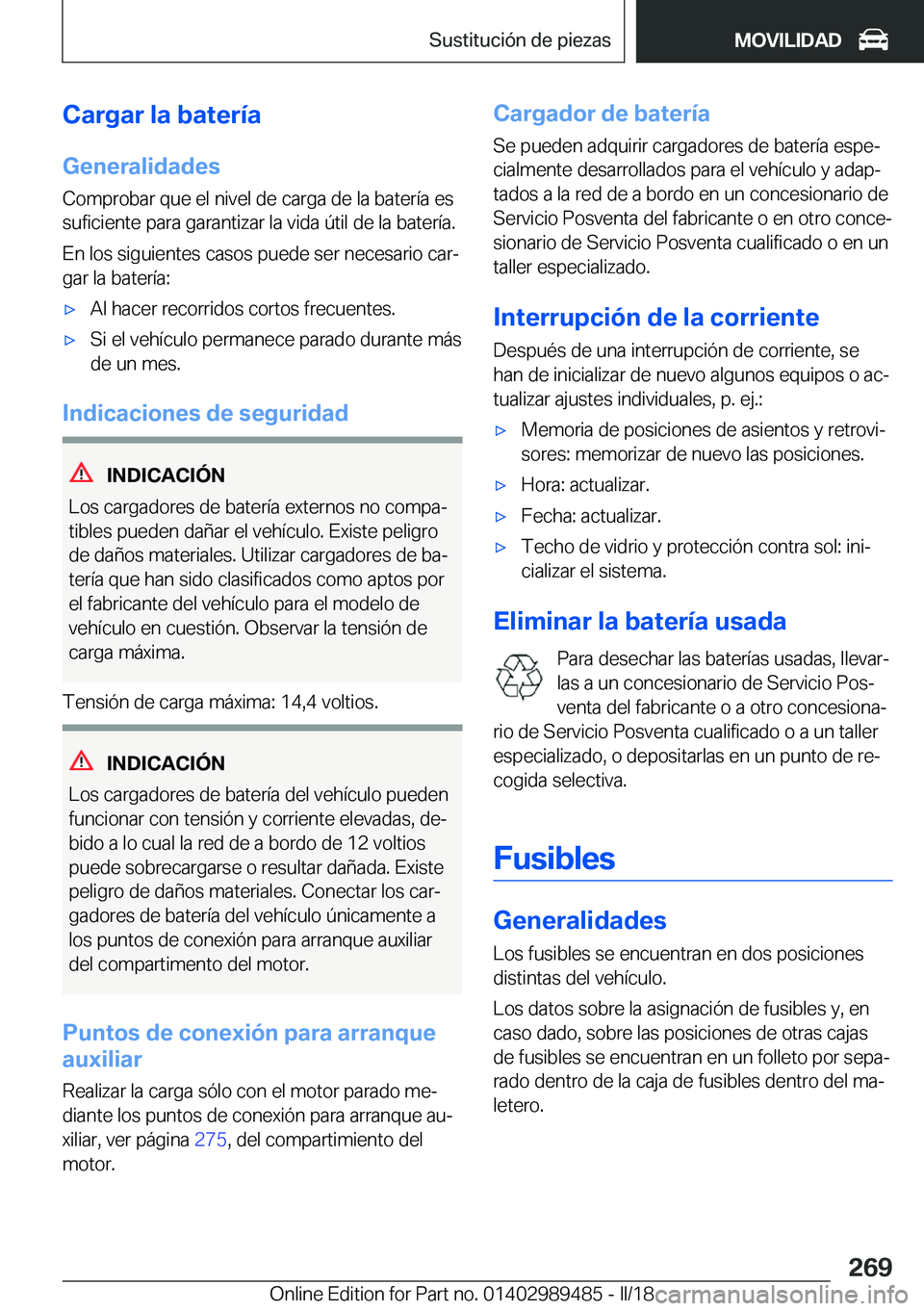BMW M3 2018  Manuales de Empleo (in Spanish) �C�a�r�g�a�r��l�a��b�a�t�e�r�