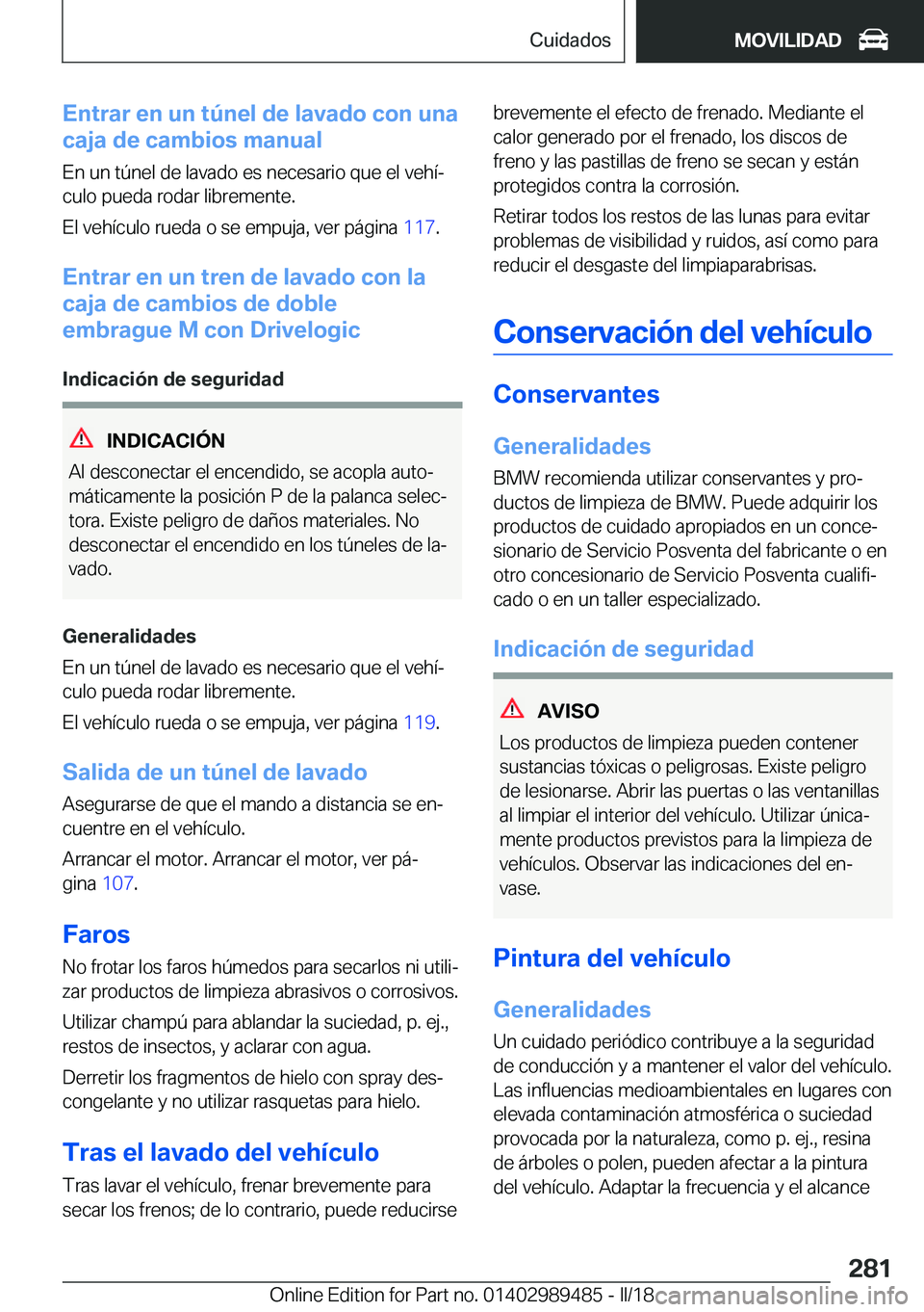 BMW M3 2018  Manuales de Empleo (in Spanish) �E�n�t�r�a�r��e�n��u�n��t�