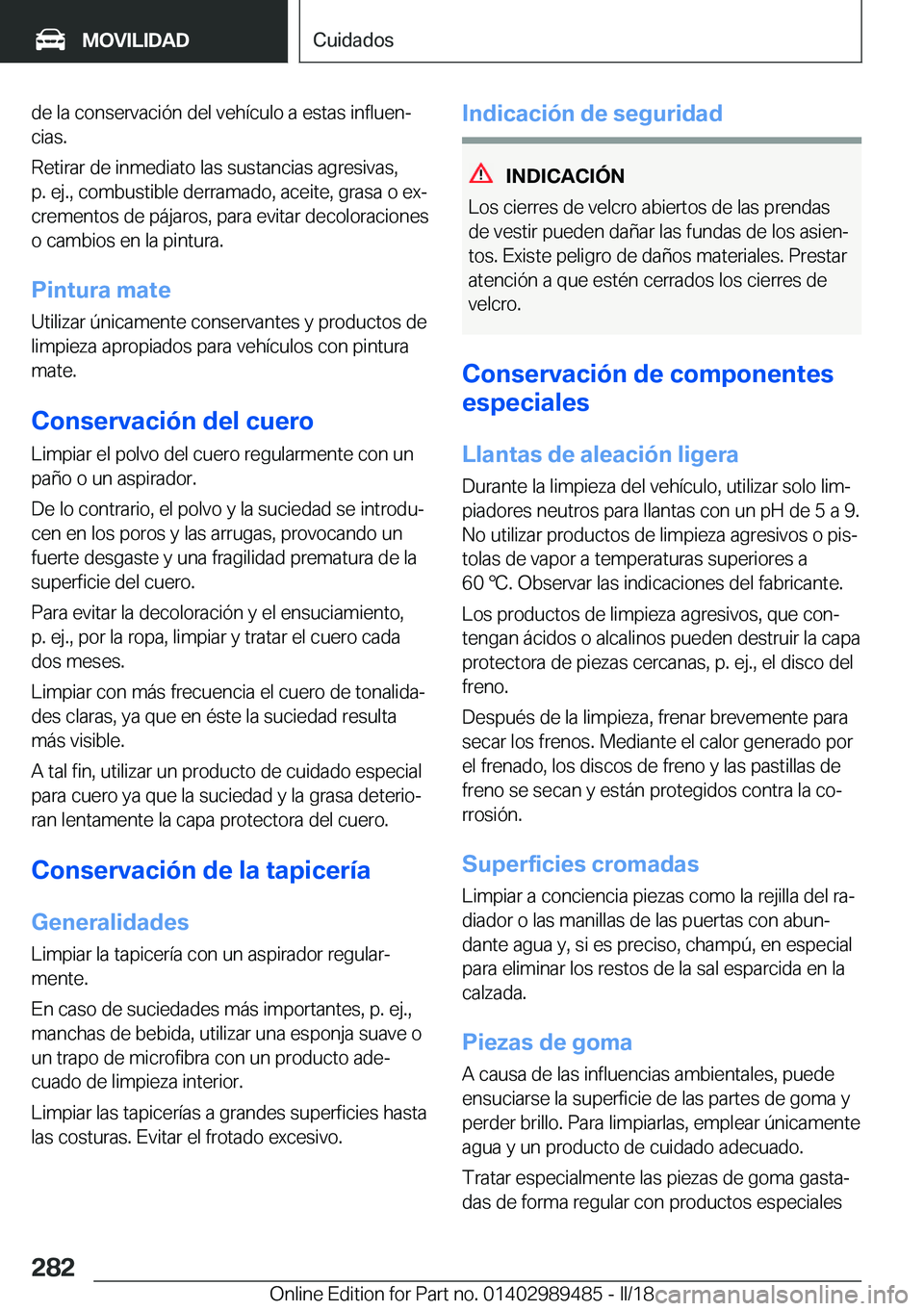 BMW M3 2018  Manuales de Empleo (in Spanish) �d�e� �l�a� �c�o�n�s�e�r�v�a�c�i�