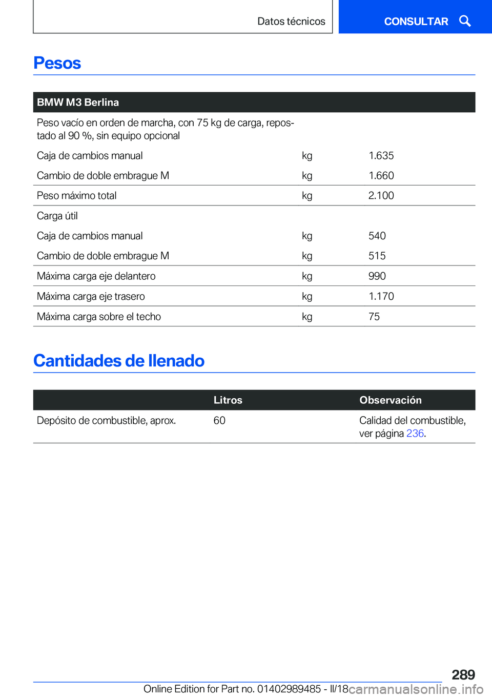 BMW M3 2018  Manuales de Empleo (in Spanish) �P�e�s�o�s
� 
�B�M�W��M�3��B�e�r�l�i�n�a�P�e�s�o� �v�a�c�
