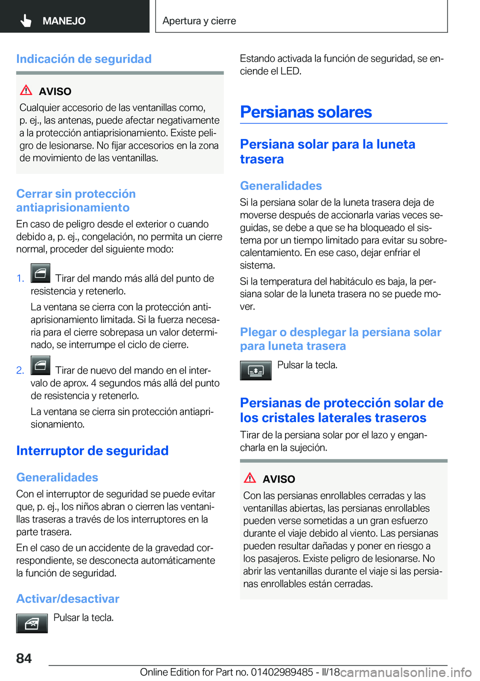BMW M3 2018  Manuales de Empleo (in Spanish) �I�n�d�i�c�a�c�i�