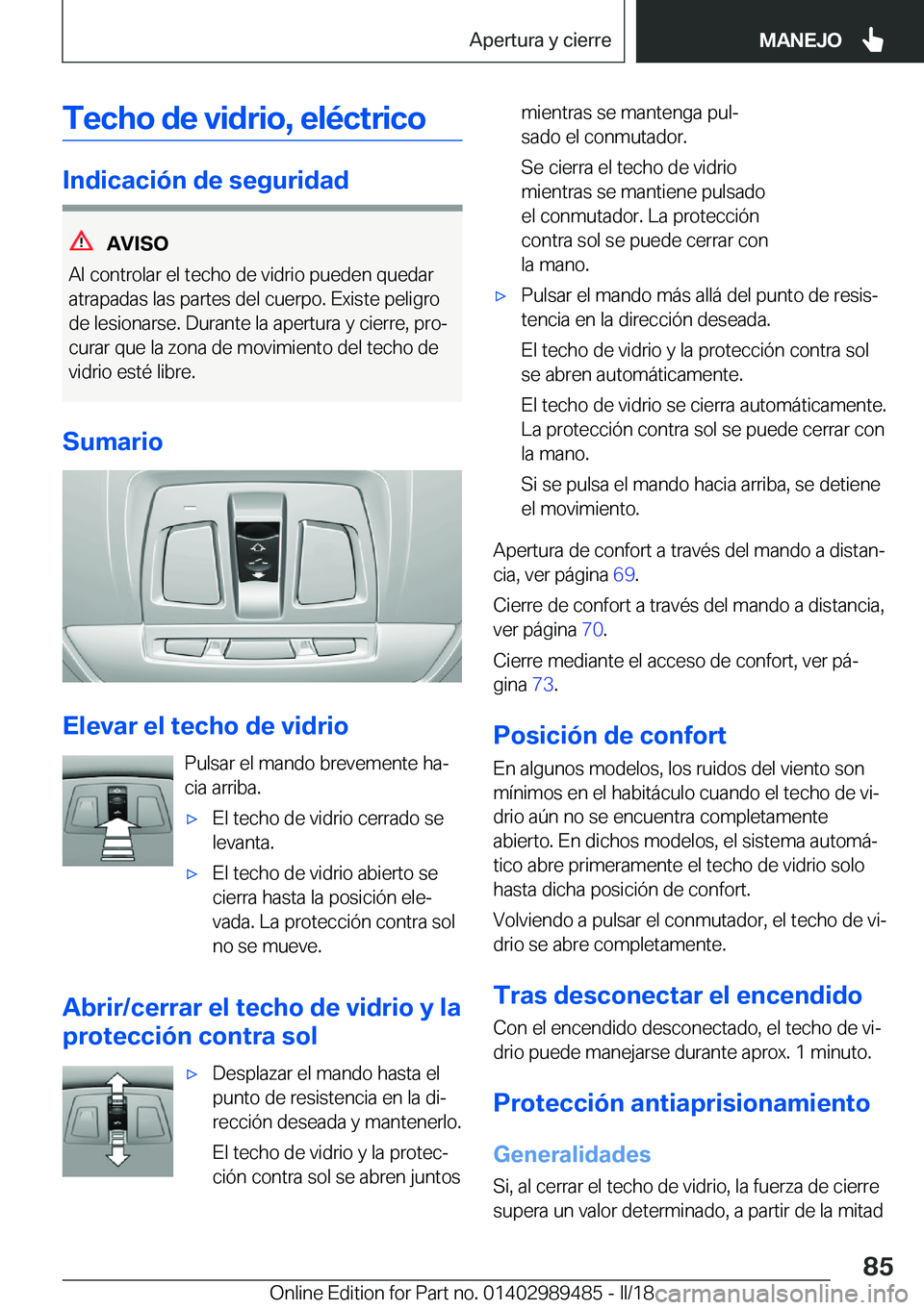 BMW M3 2018  Manuales de Empleo (in Spanish) �T�e�c�h�o��d�e��v�i�d�r�i�o�,��e�l�