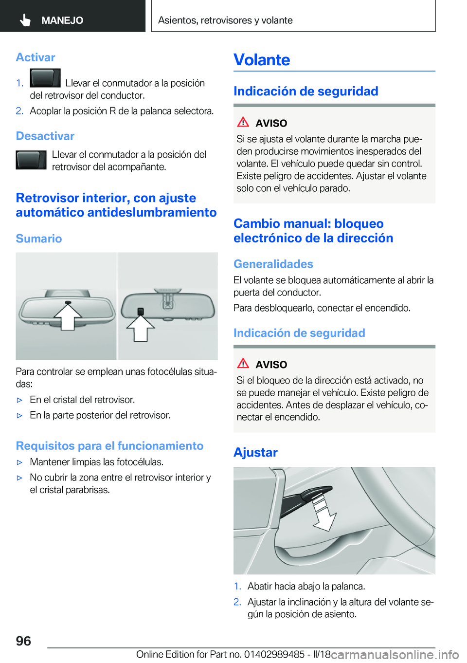 BMW M3 2018  Manuales de Empleo (in Spanish) �A�c�t�i�v�a�r�1�.� � �L�l�e�v�a�r� �e�l� �c�o�n�m�u�t�a�d�o�r� �a� �l�a� �p�o�s�i�c�i�