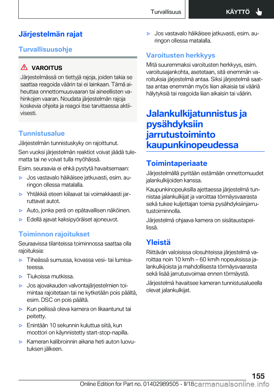 BMW M3 2018  Omistajan Käsikirja (in Finnish) �J�