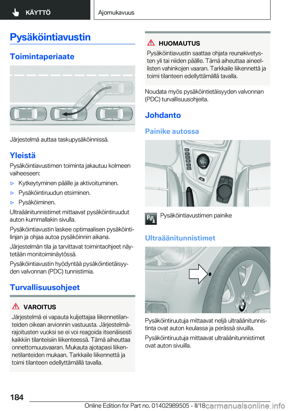 BMW M3 2018  Omistajan Käsikirja (in Finnish) �P�Z�s�