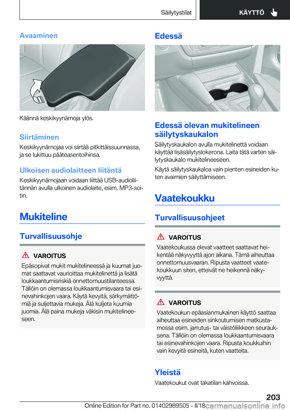 BMW M3 2018  Omistajan Käsikirja (in Finnish) �A�v�a�a�m�i�n�e�n
�K�