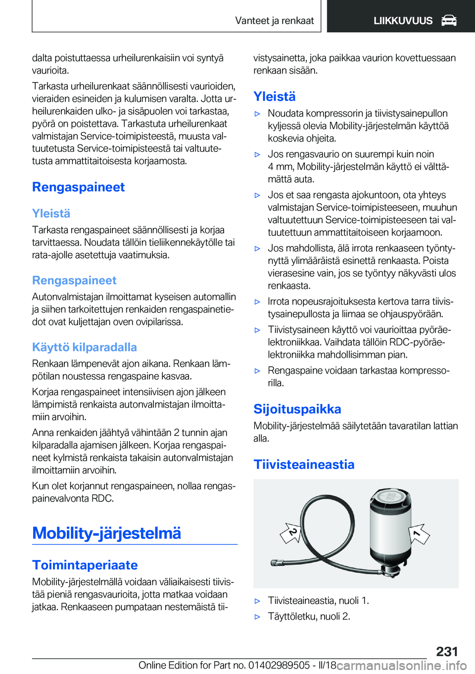 BMW M3 2018  Omistajan Käsikirja (in Finnish) �d�a�l�t�a� �p�o�i�s�t�u�t�t�a�e�s�s�a� �u�r�h�e�i�l�u�r�e�n�k�a�i�s�i�i�n� �v�o�i� �s�y�n�t�y�