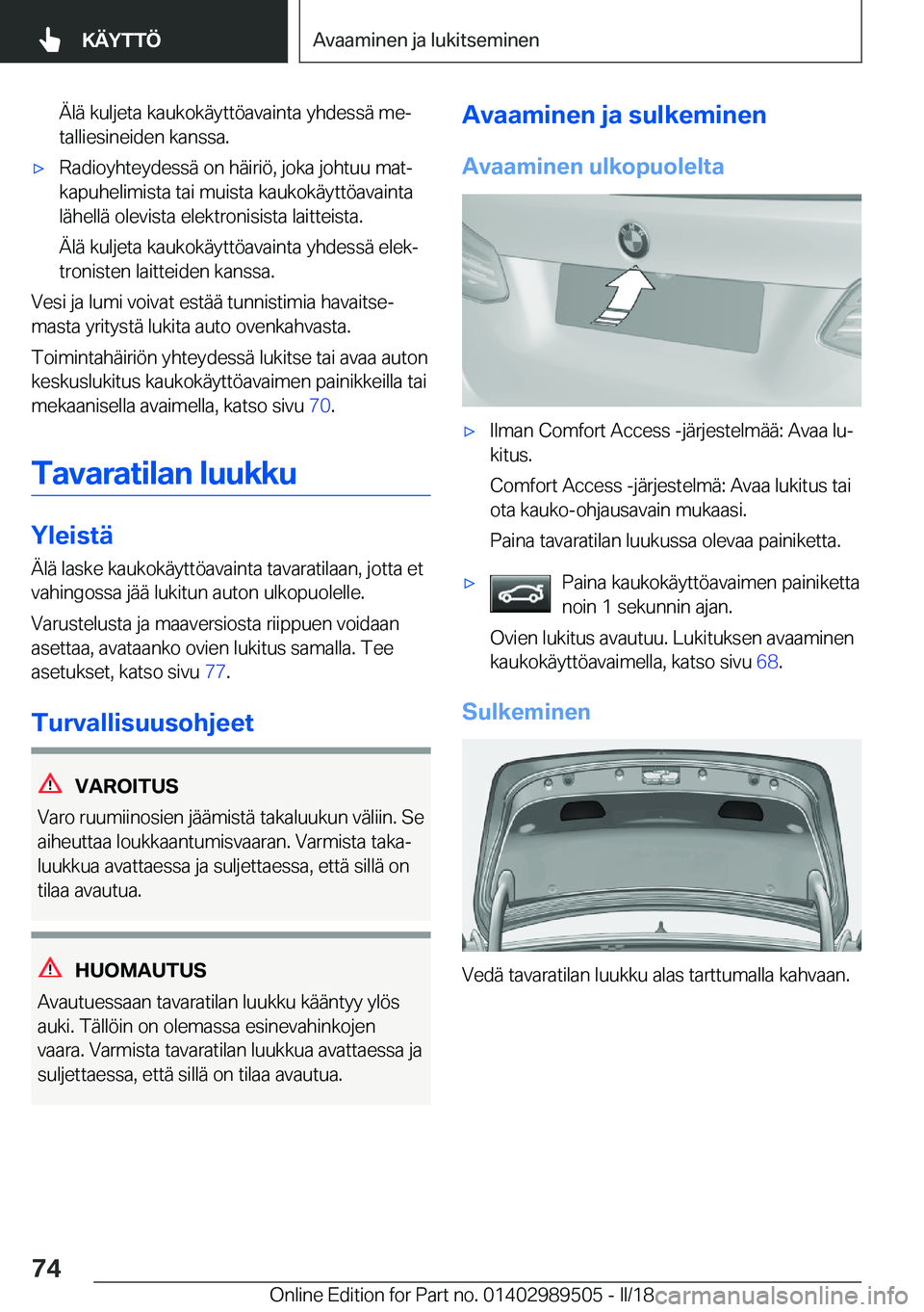 BMW M3 2018  Omistajan Käsikirja (in Finnish) �