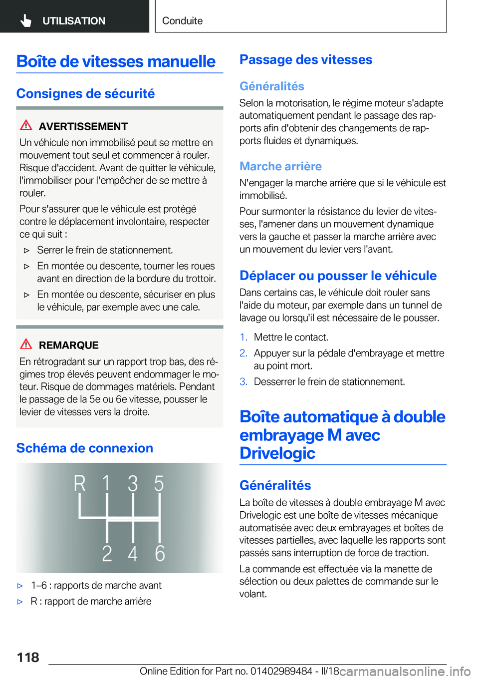 BMW M3 2018  Notices Demploi (in French) �B�o�