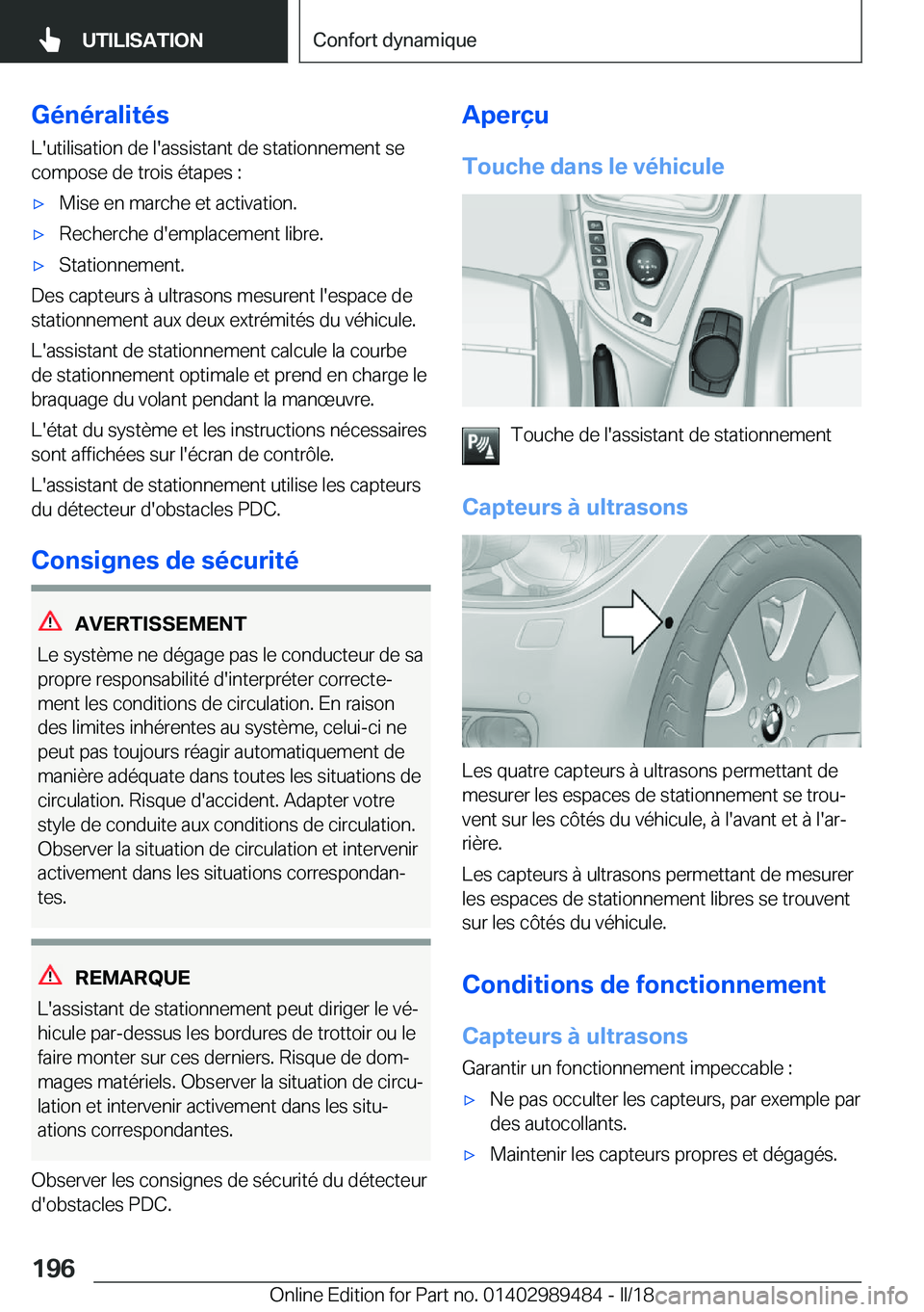 BMW M3 2018  Notices Demploi (in French) �G�é�n�é�r�a�l�i�t�é�s�L�'�u�t�i�l�i�s�a�t�i�o�n� �d�e� �l�'�a�s�s�i�s�t�a�n�t� �d�e� �s�t�a�t�i�o�n�n�e�m�e�n�t� �s�e�c�o�m�p�o�s�e� �d�e� �t�r�o�i�s� �é�t�a�p�e�s� �:'x�M�i�s�e� �e�n