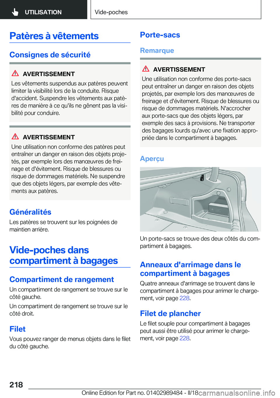 BMW M3 2018  Notices Demploi (in French) �P�a�t�è�r�e�s��