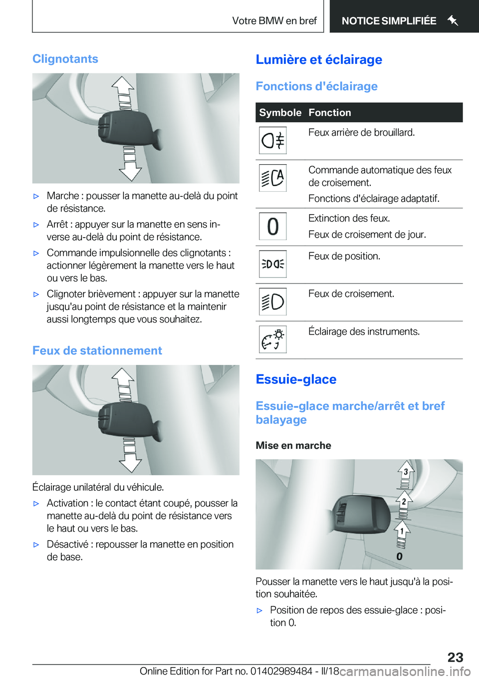 BMW M3 2018  Notices Demploi (in French) �C�l�i�g�n�o�t�a�n�t�s'x�M�a�r�c�h�e� �:� �p�o�u�s�s�e�r� �l�a� �m�a�n�e�t�t�e� �a�u�-�d�e�l�