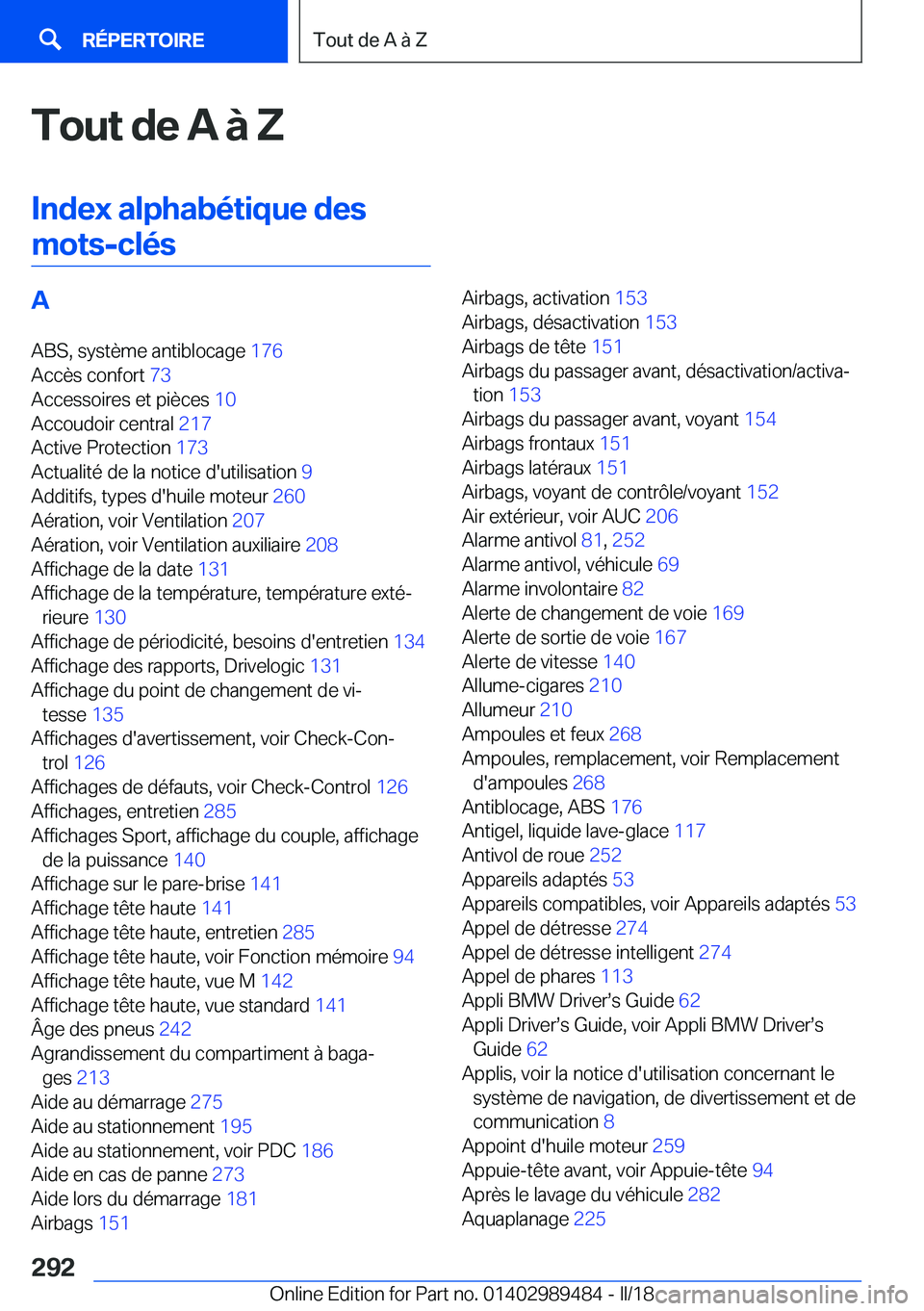 BMW M3 2018  Notices Demploi (in French) �T�o�u�t��d�e��A��