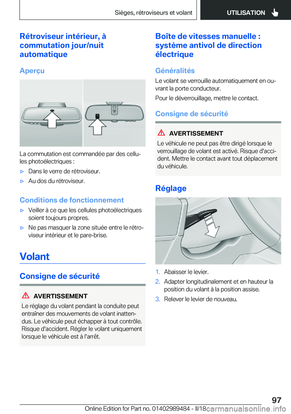 BMW M3 2018  Notices Demploi (in French) �R�é�t�r�o�v�i�s�e�u�r��i�n�t�é�r�i�e�u�r�,��