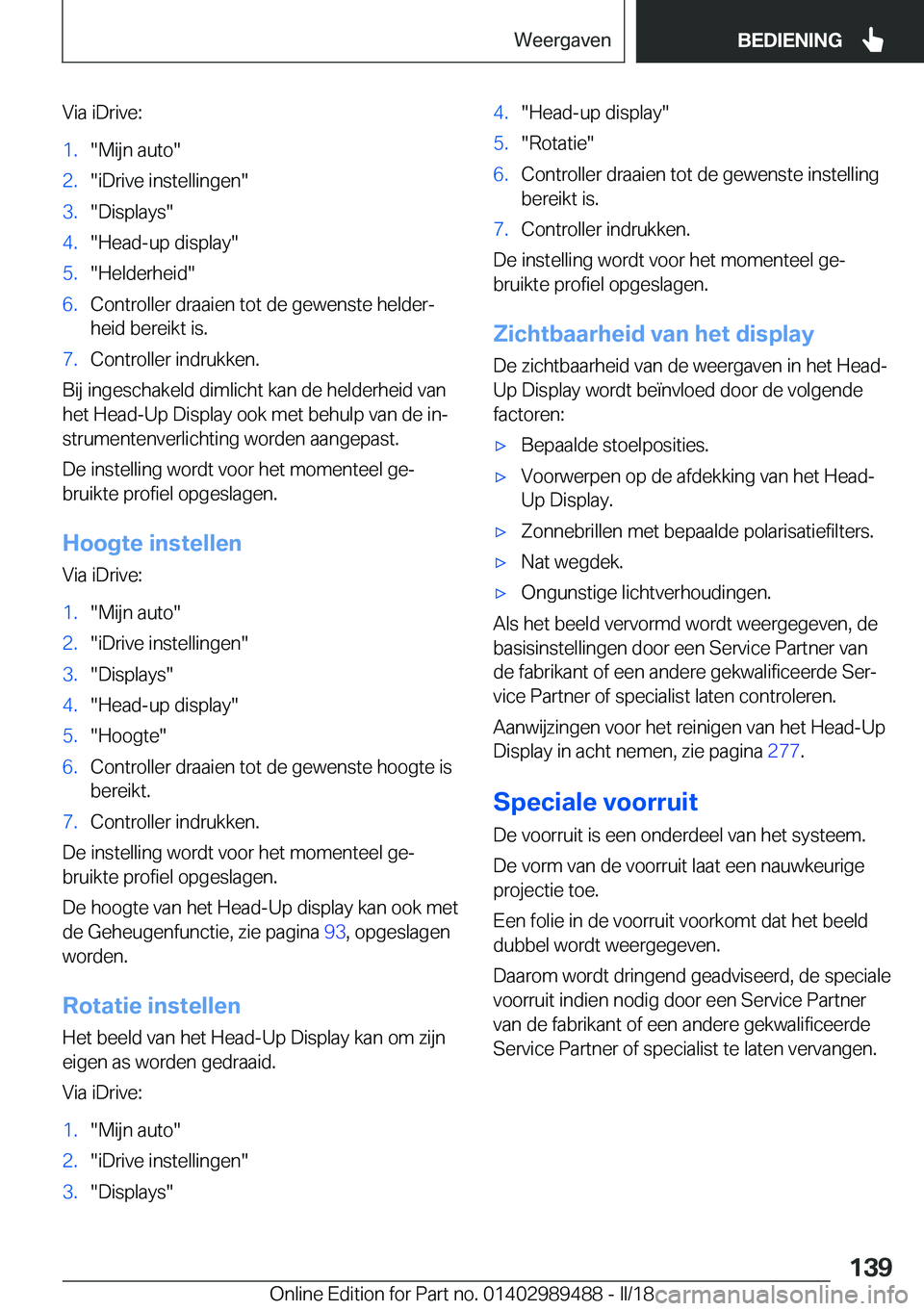BMW M3 2018  Instructieboekjes (in Dutch) �V�i�a� �i�D�r�i�v�e�:�1�.�"�M�i�j�n� �a�u�t�o�"�2�.�"�i�D�r�i�v�e� �i�n�s�t�e�l�l�i�n�g�e�n�"�3�.�"�D�i�s�p�l�a�y�s�"�4�.�"�H�e�a�d�-�u�p� �d�i�s�p�l�a�y�"�5�.�"�H
