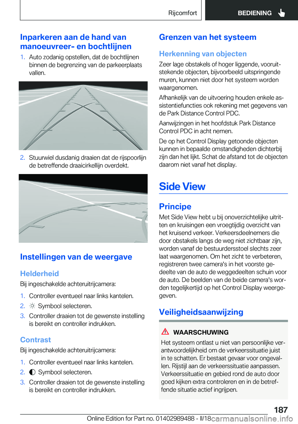 BMW M3 2018  Instructieboekjes (in Dutch) �I�n�p�a�r�k�e�r�e�n��a�a�n��d�e��h�a�n�d��v�a�n
�m�a�n�o�e�u�v�r�e�e�r�-��e�n��b�o�c�h�t�l�i�j�n�e�n�1�.�A�u�t�o� �z�o�d�a�n�i�g� �o�p�s�t�e�l�l�e�n�,� �d�a�t� �d�e� �b�o�c�h�t�l�i�j�n�e�n
�b�i