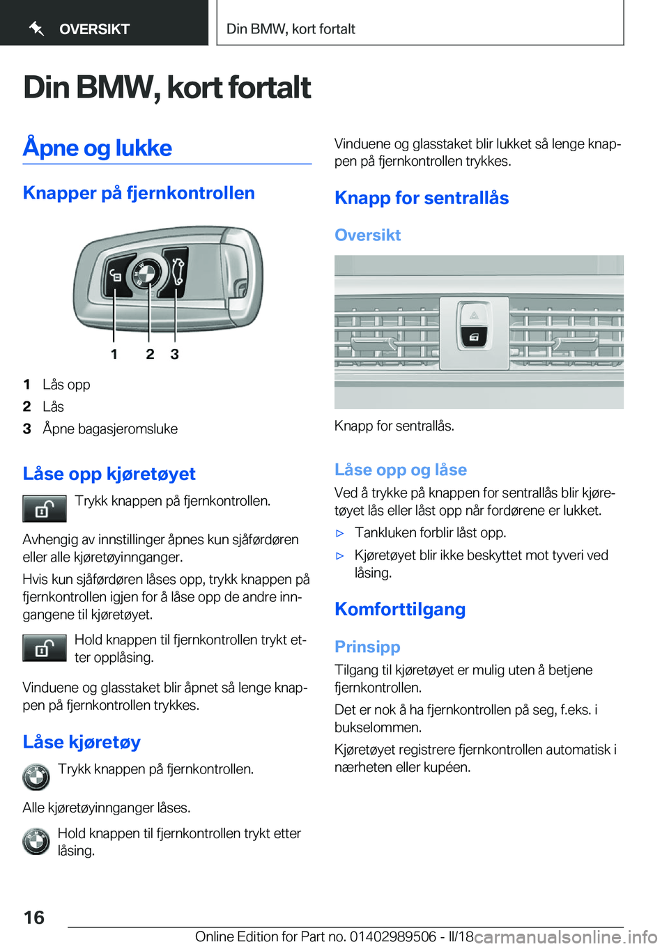 BMW M3 2018  InstruksjonsbØker (in Norwegian) �D�i�n��B�M�W�,��k�o�r�t��f�o�r�t�a�l�t�