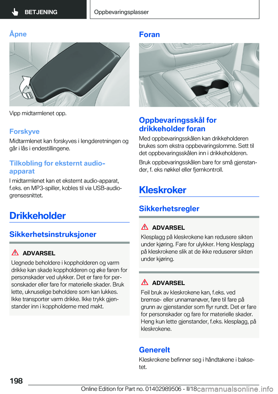 BMW M3 2018  InstruksjonsbØker (in Norwegian) �