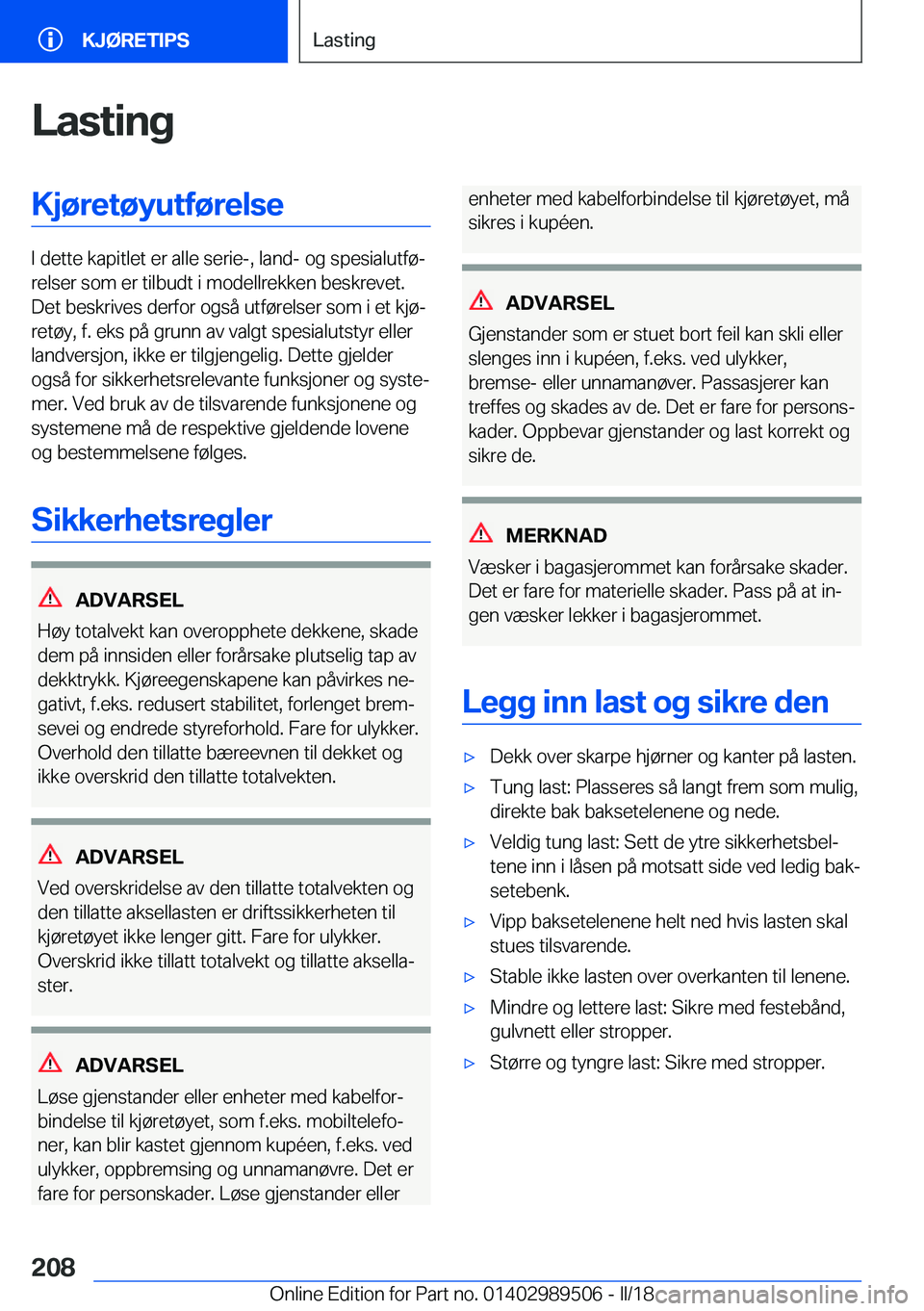 BMW M3 2018  InstruksjonsbØker (in Norwegian) �L�a�s�t�i�n�g�K�j�