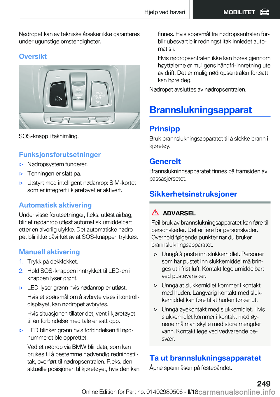 BMW M3 2018  InstruksjonsbØker (in Norwegian) �N�