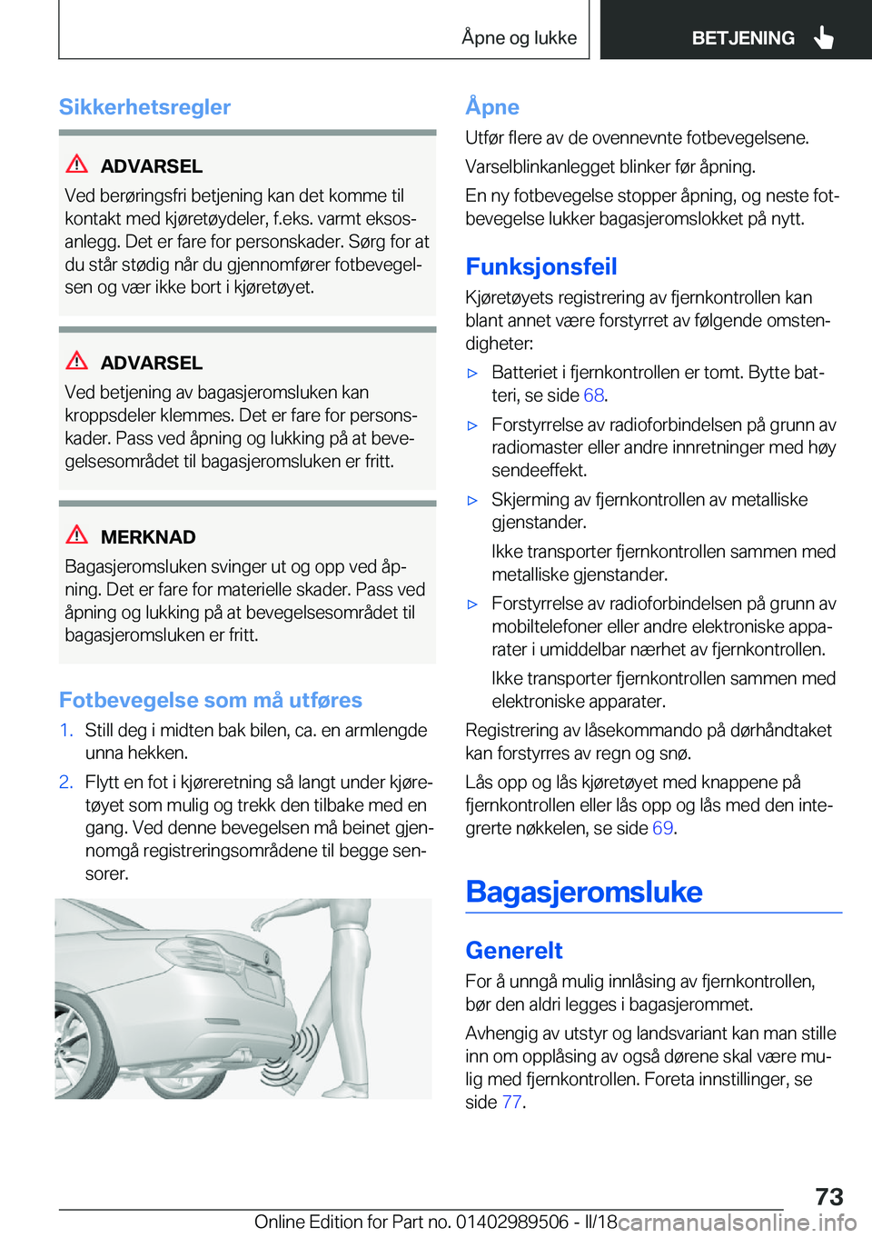 BMW M3 2018  InstruksjonsbØker (in Norwegian) �S�i�k�k�e�r�h�e�t�s�r�e�g�l�e�r
�A�D�V�A�R�S�E�L
�V�e�d� �b�e�r�