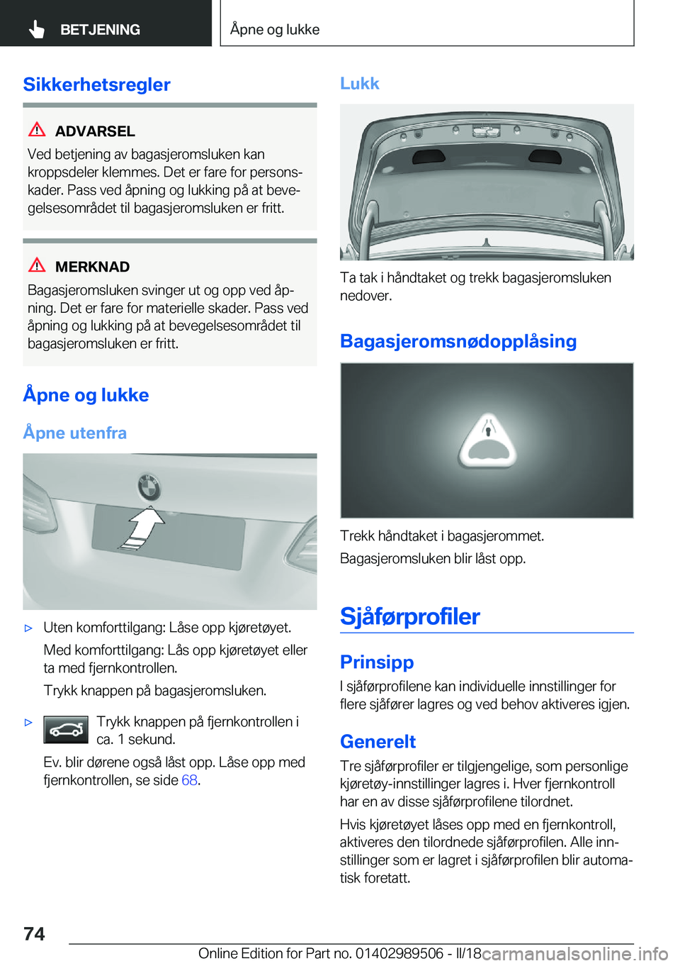 BMW M3 2018  InstruksjonsbØker (in Norwegian) �S�i�k�k�e�r�h�e�t�s�r�e�g�l�e�r
�A�D�V�A�R�S�E�L
�V�e�d� �b�e�t�j�e�n�i�n�g� �a�v� �b�a�g�a�s�j�e�r�o�m�s�l�u�k�e�n� �k�a�n
�k�r�o�p�p�s�d�e�l�e�r� �k�l�e�m�m�e�s�.� �D�e�t� �e�r� �f�a�r�e� �f�o�r� �