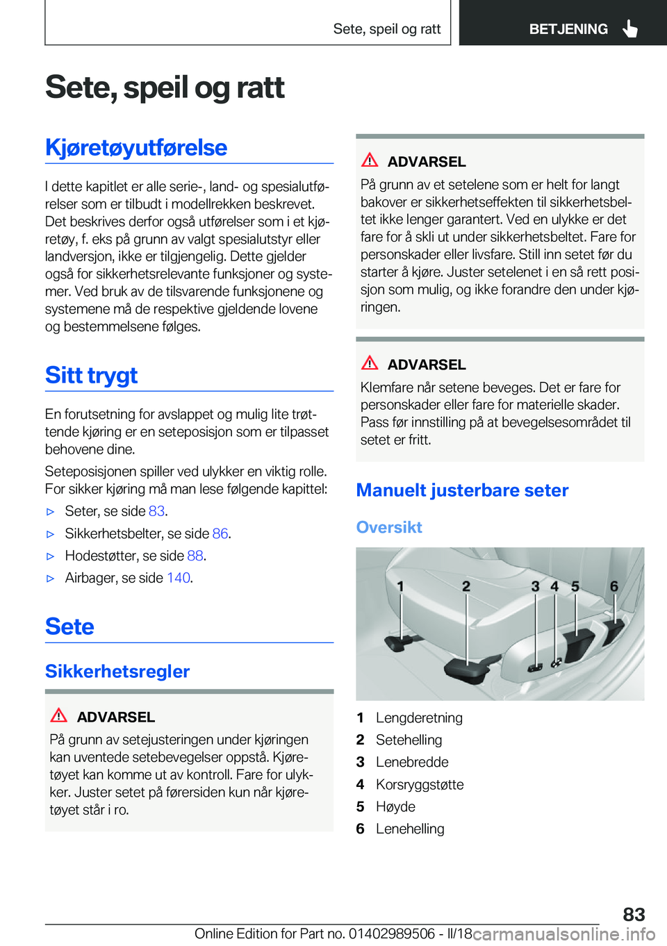 BMW M3 2018  InstruksjonsbØker (in Norwegian) �S�e�t�e�,��s�p�e�i�l��o�g��r�a�t�t�K�j�
