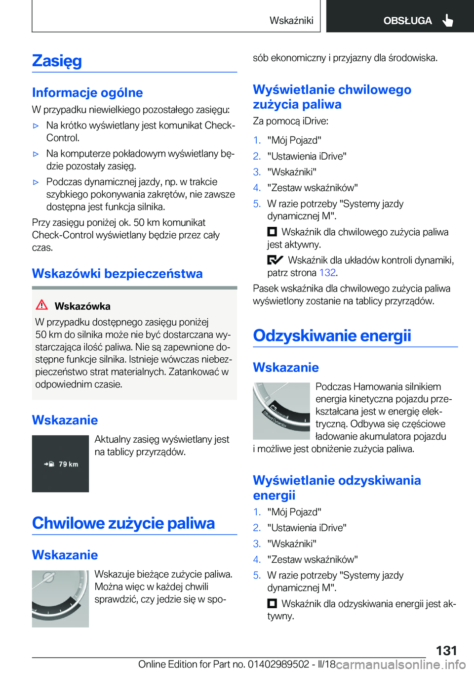 BMW M3 2018  Instrukcja obsługi (in Polish) �Z�a�s�i�